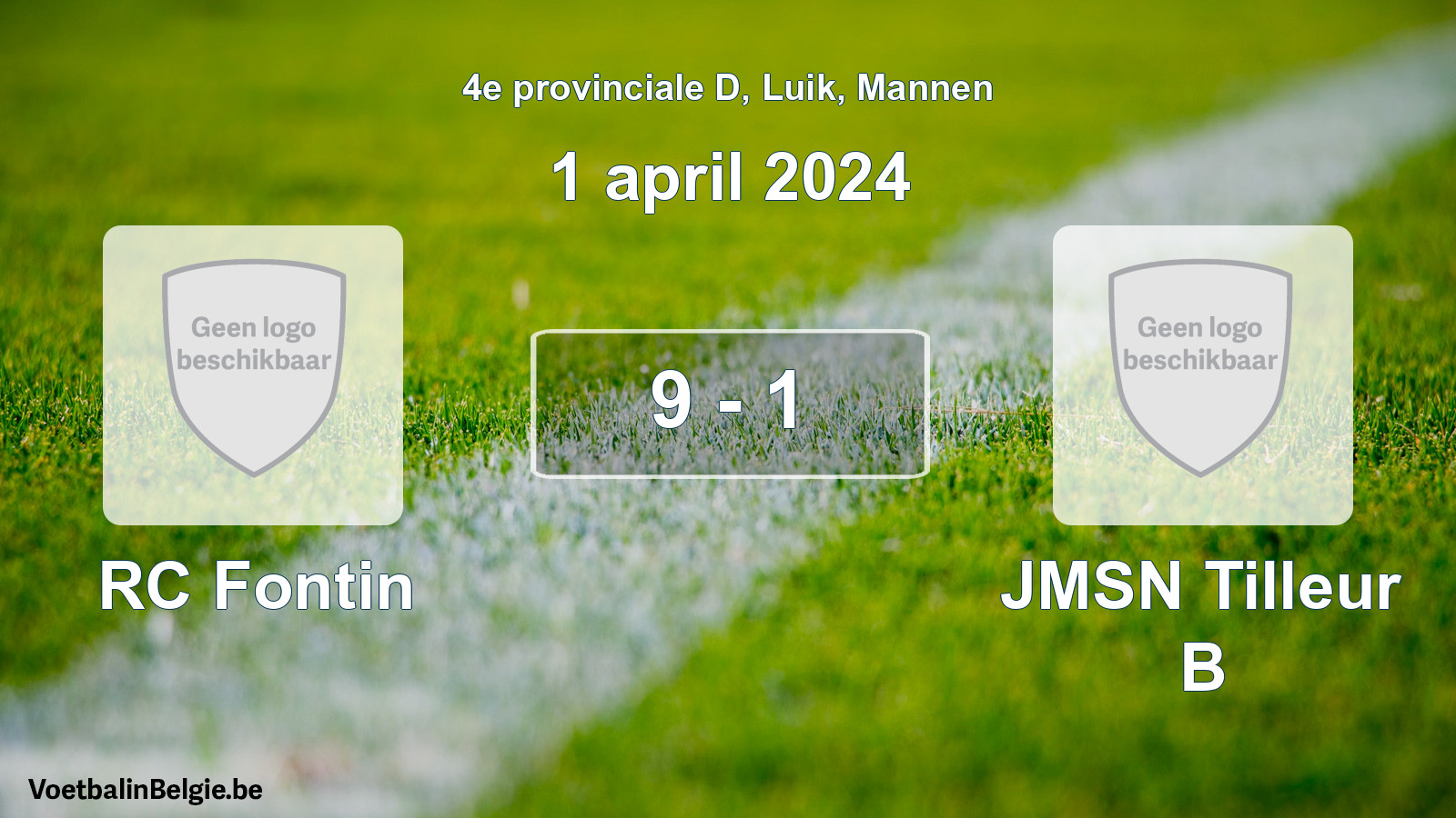 Gespeelde wedstrijd mannenvoetbal: RC Fontin - JMSN Tilleur B 9 - 1 (1 april 2024)