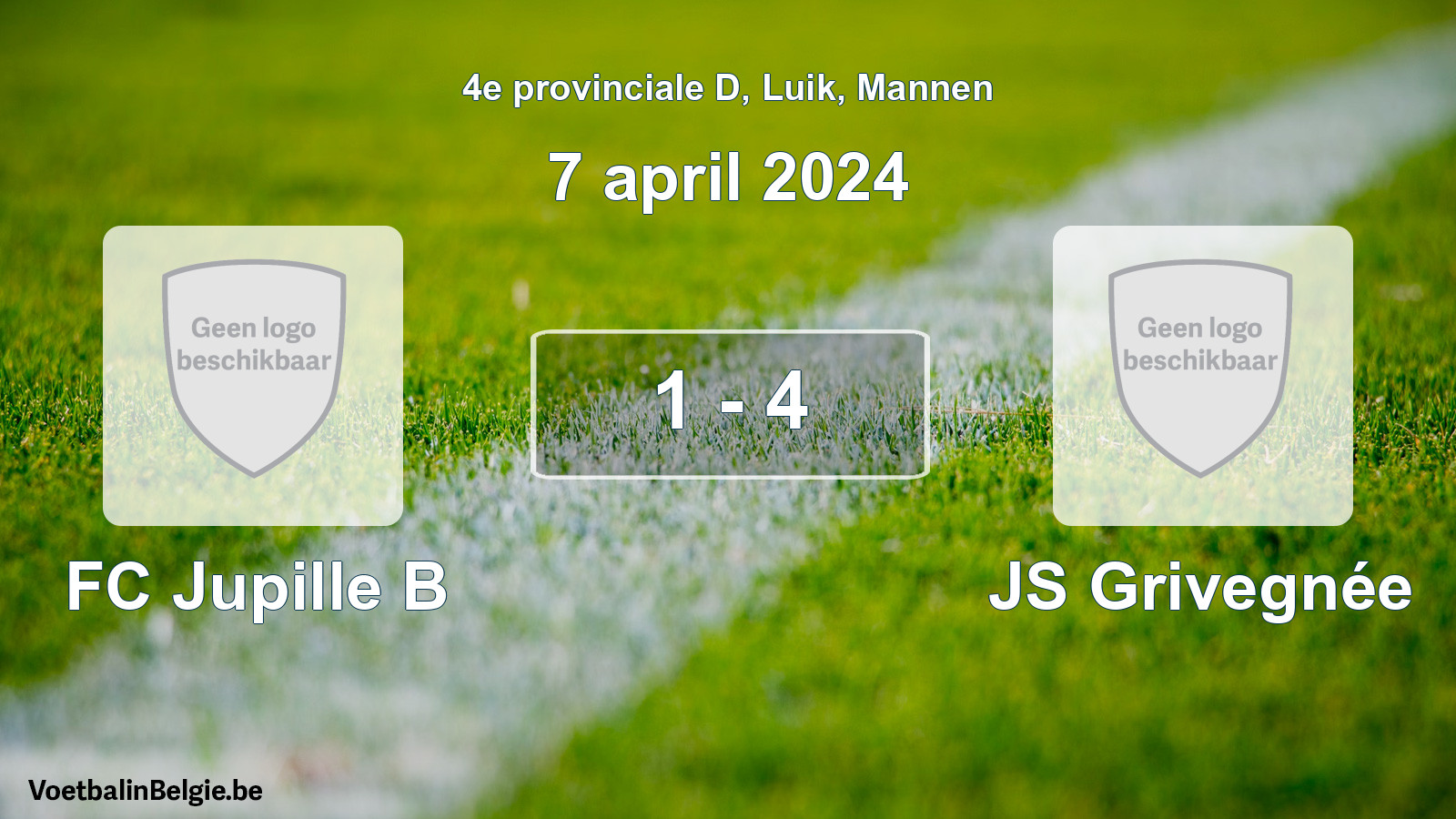 Gespeelde wedstrijd mannenvoetbal: FC Jupille B - JS Grivegnée 1 - 4 (7 april 2024)
