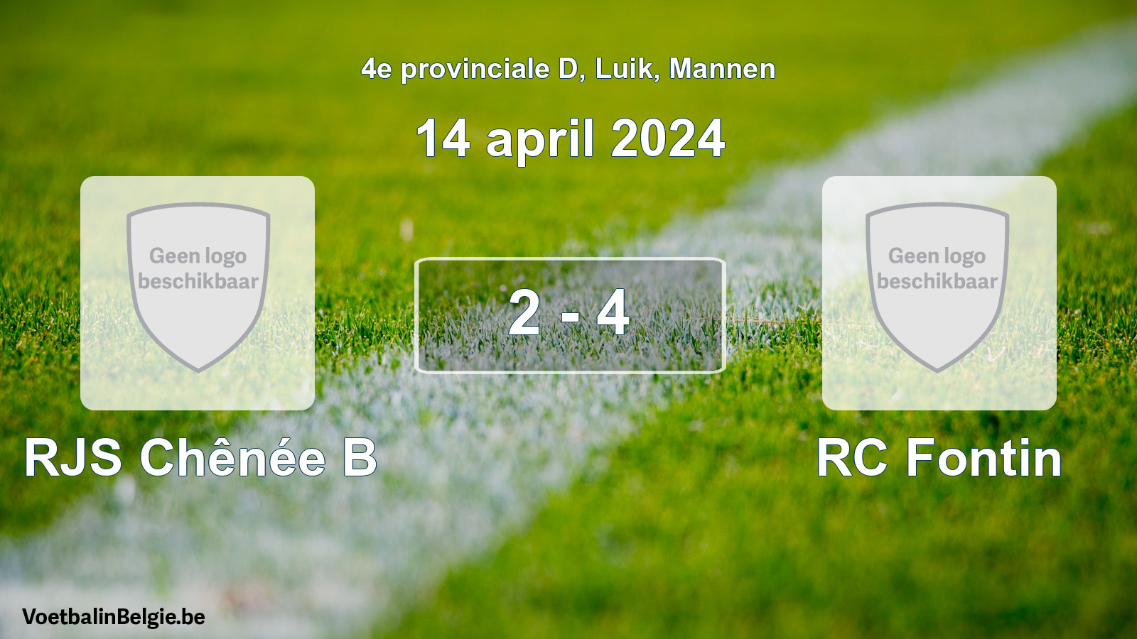 Gespeelde wedstrijd mannenvoetbal: RJS Chênée B - RC Fontin 2 - 4 (14 april 2024)