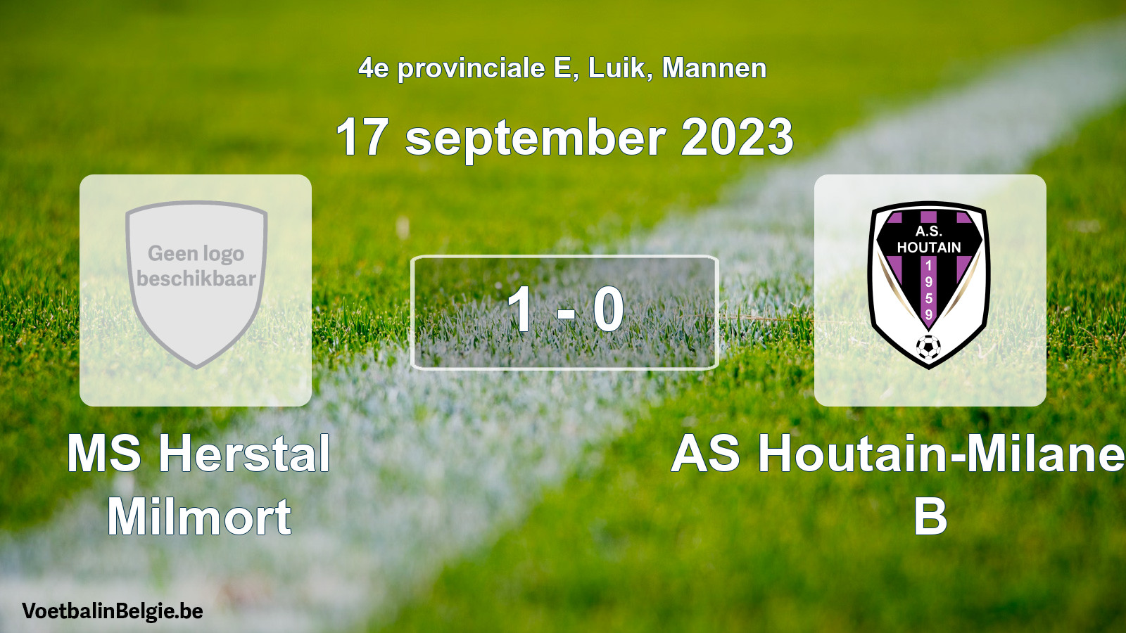 Gespeelde wedstrijd mannenvoetbal: MS Herstal Milmort - AS Houtain-Milanello B 1 - 0 (17 september 2023)