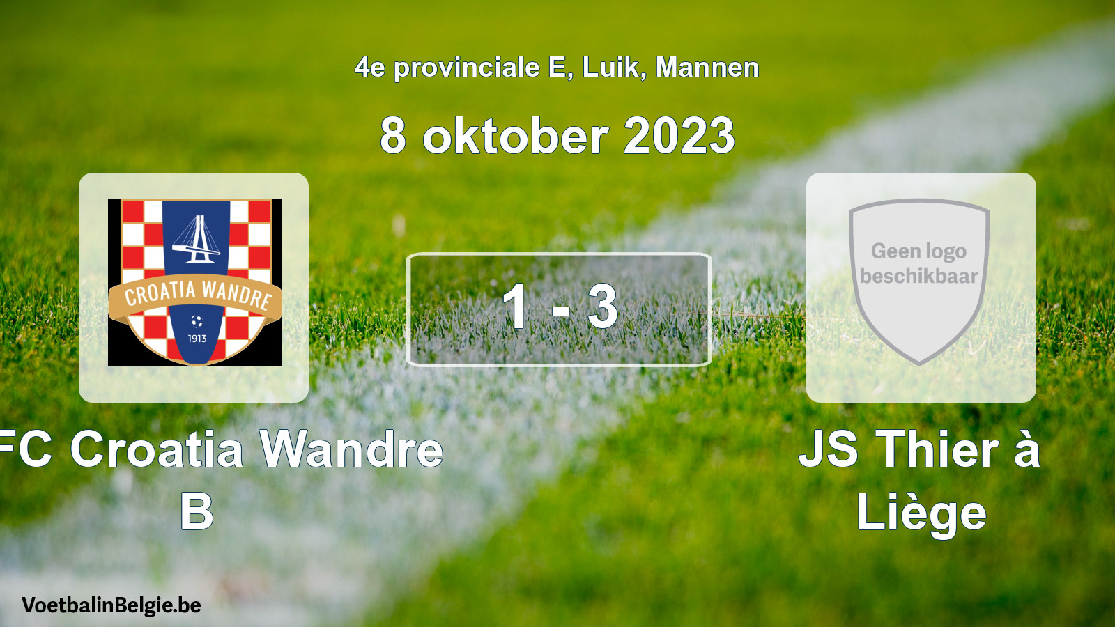 Gespeelde wedstrijd mannenvoetbal: RFC Croatia Wandre B - JS Thier à Liège 1 - 3 (8 oktober 2023)