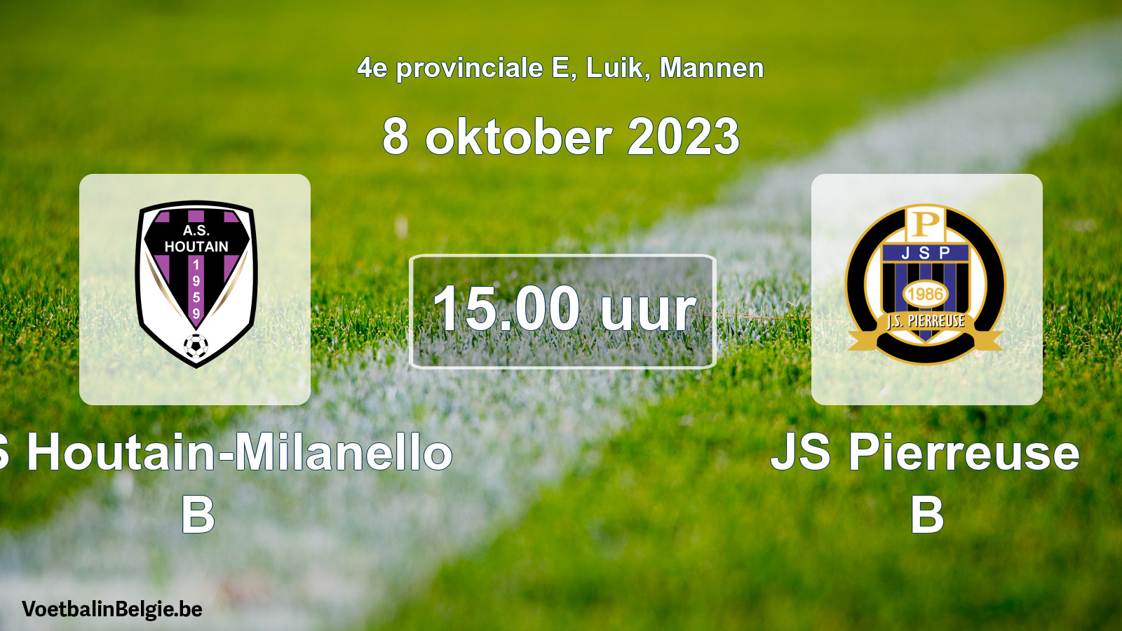 Geplantes Spiel männer-Fußball: AS Houtain-Milanello B - JS Pierreuse B (8 Oktober 2023)
