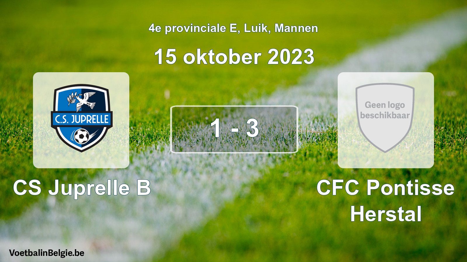Gespeelde wedstrijd mannenvoetbal: CS Juprelle B - CFC Pontisse Herstal 1 - 3 (15 oktober 2023)