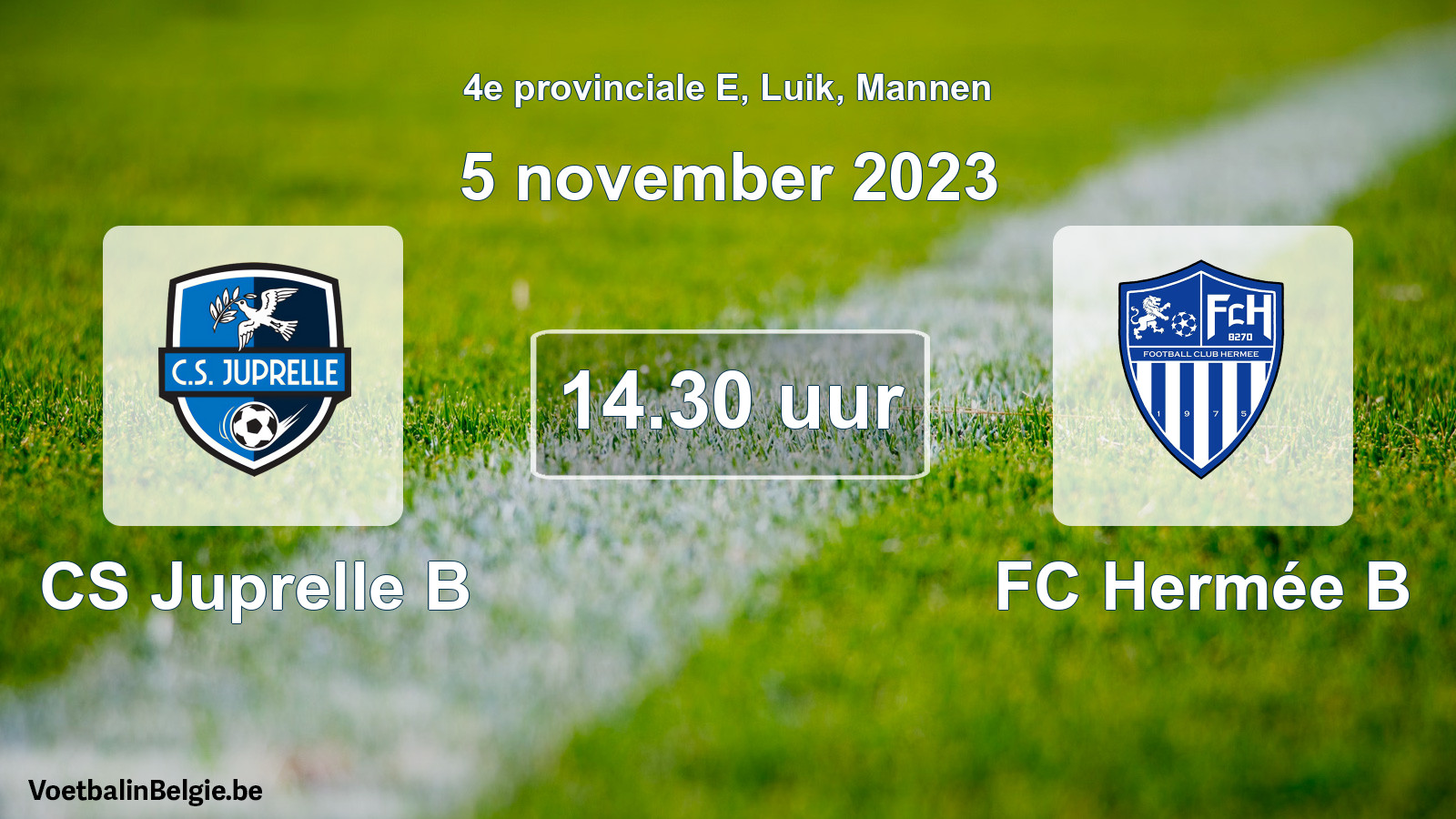 Match prévu football hommes: CS Juprelle B - FC Hermée B (5 novembre 2023)