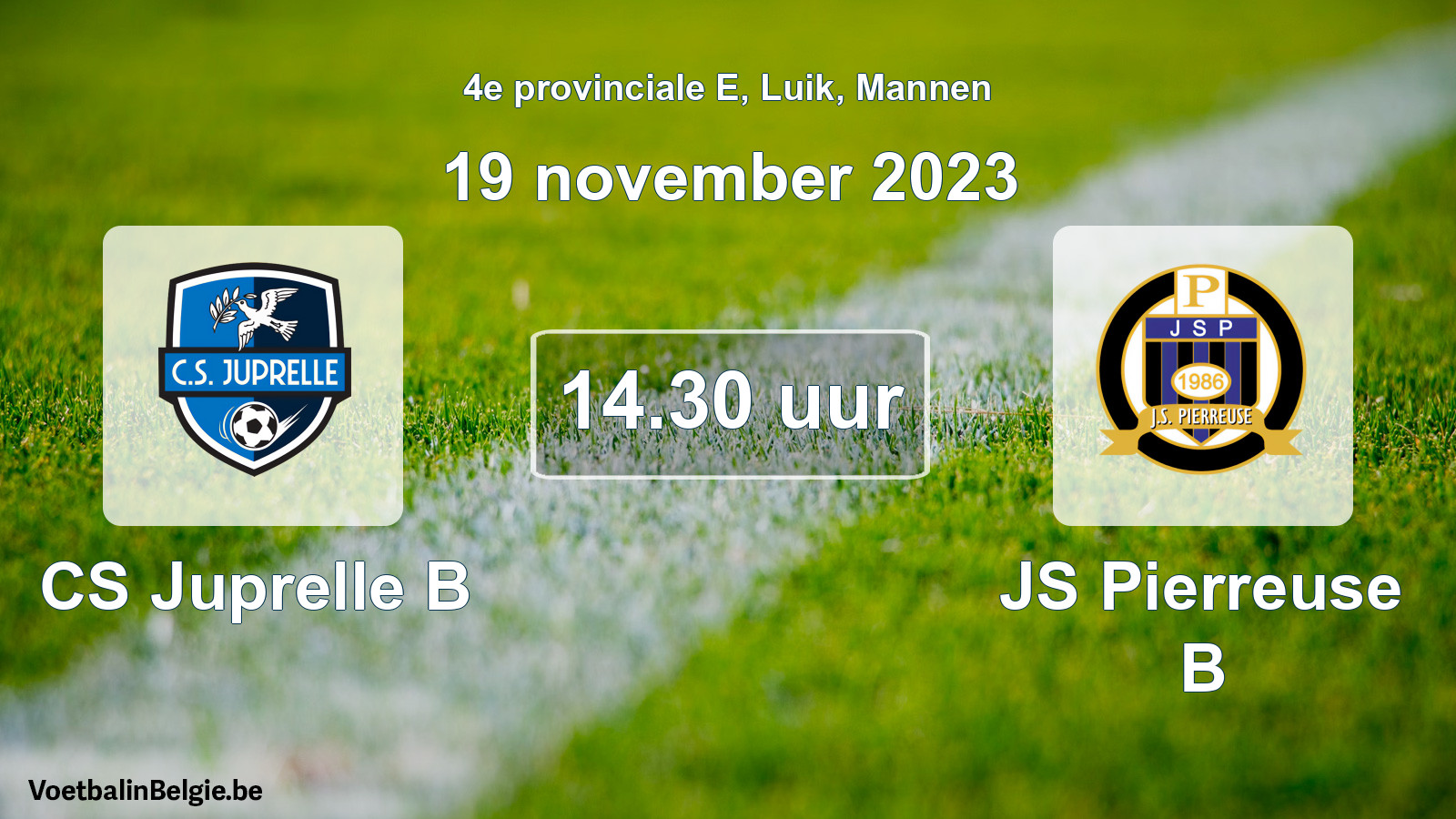 Geplantes Spiel männer-Fußball: CS Juprelle B - JS Pierreuse B (19 November 2023)