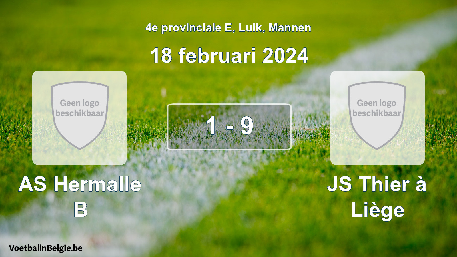 Gespeelde wedstrijd mannenvoetbal: AS Hermalle B - JS Thier à Liège 1 - 9 (18 februari 2024)