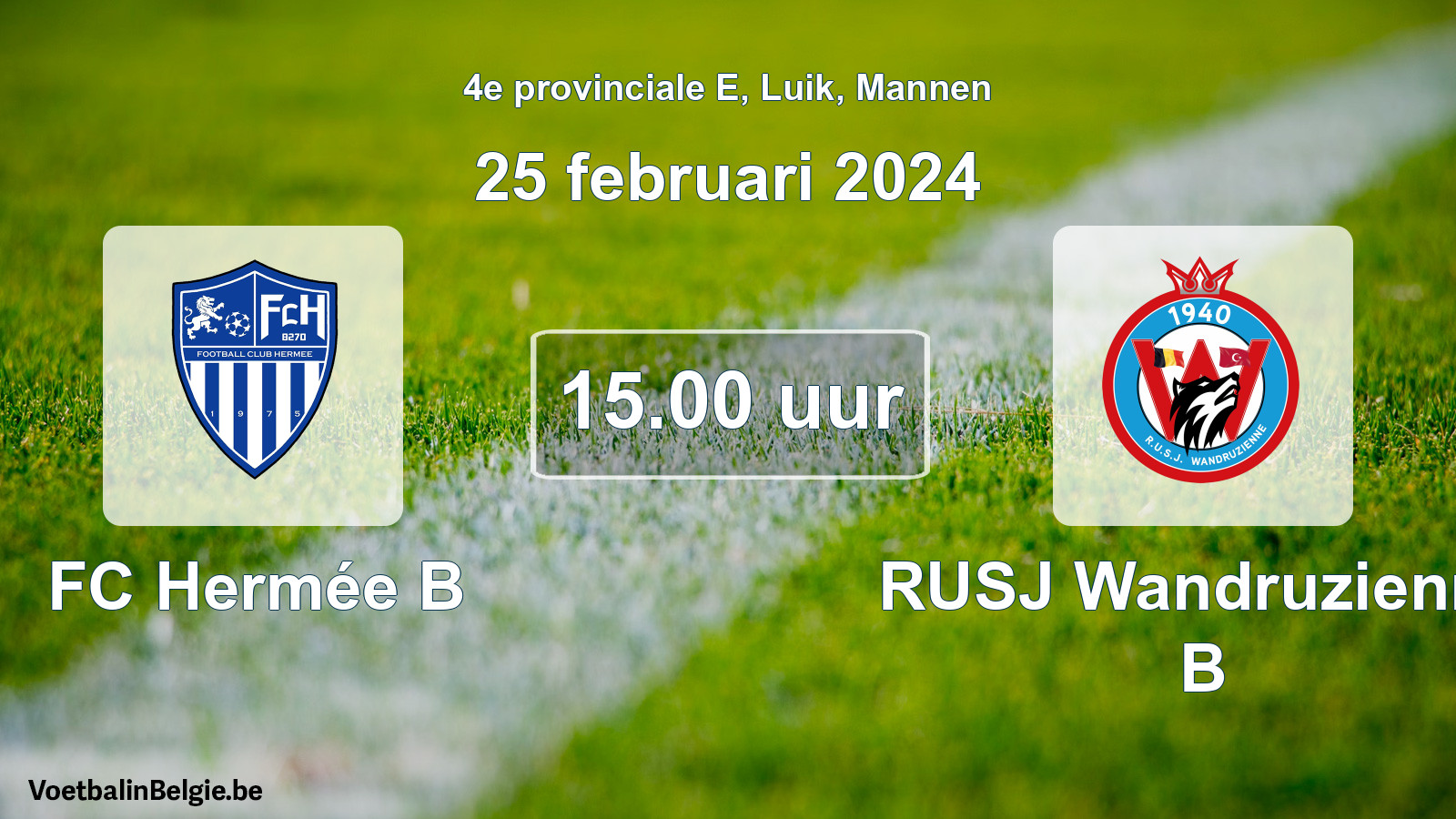 Match prévu football hommes: FC Hermée B - RUSJ Wandruzienne B (25 février 2024)