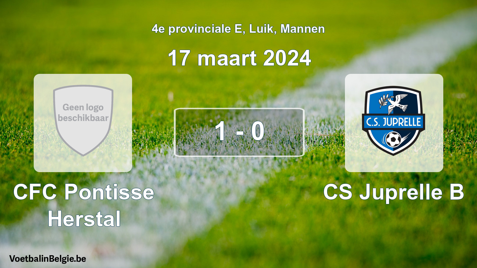 Gespeelde wedstrijd mannenvoetbal: CFC Pontisse Herstal - CS Juprelle B 1 - 0 (17 maart 2024)