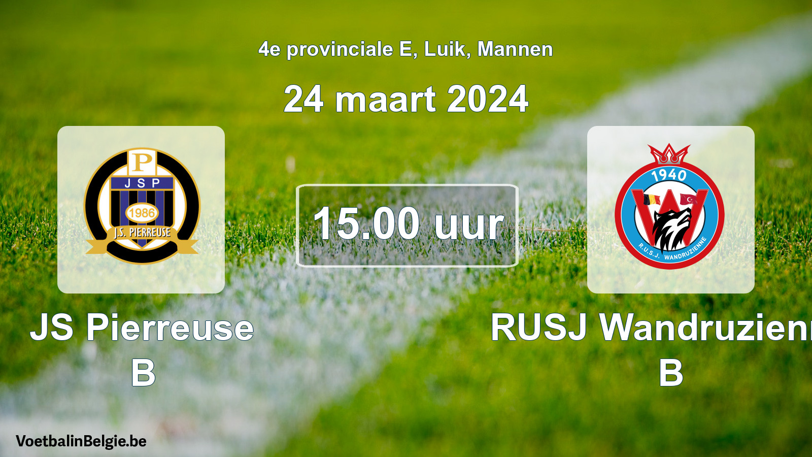 Geplantes Spiel männer-Fußball: JS Pierreuse B - RUSJ Wandruzienne B (24 März 2024)