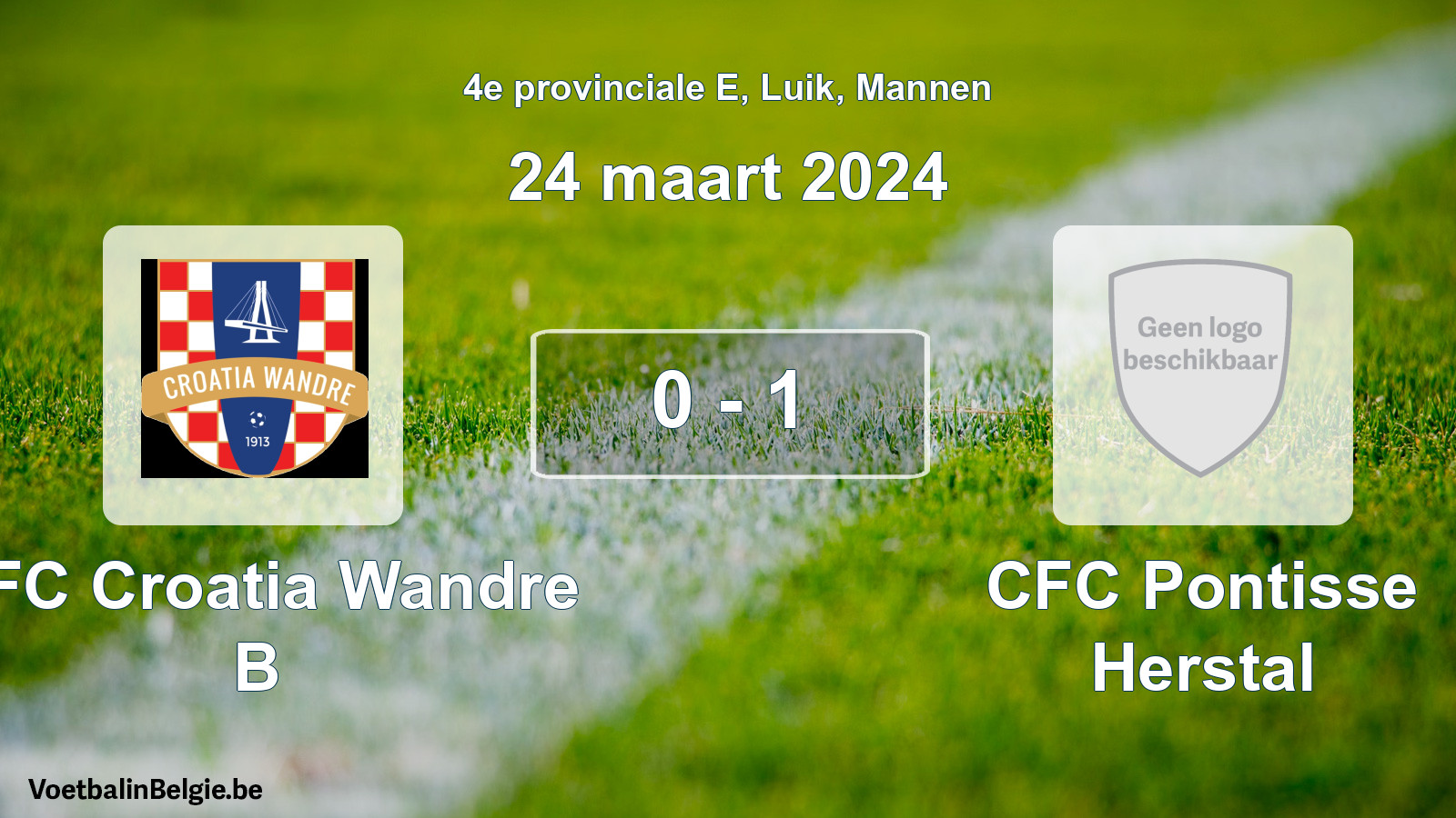 Gespeelde wedstrijd mannenvoetbal: RFC Croatia Wandre B - CFC Pontisse Herstal 0 - 1 (24 maart 2024)