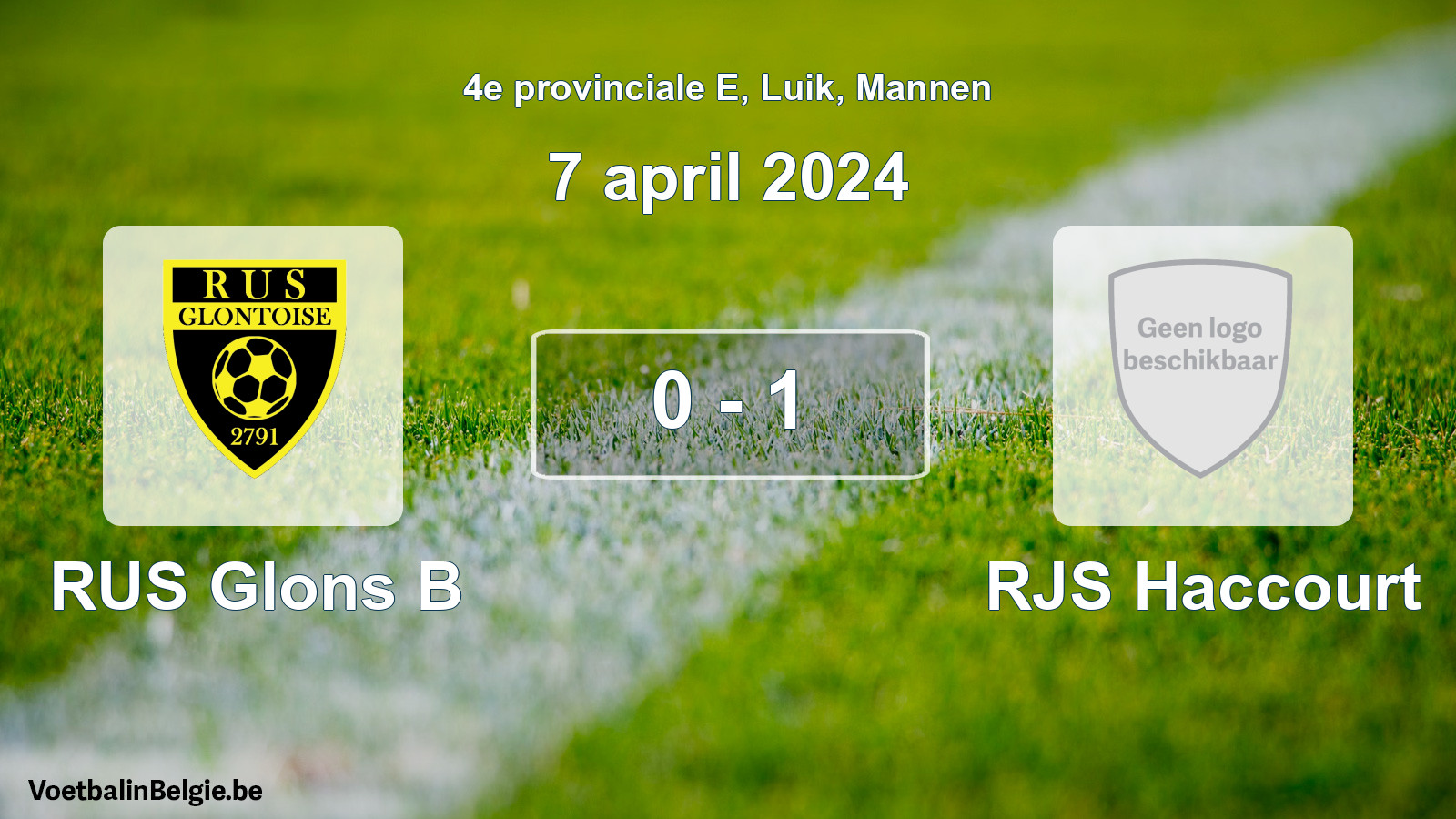 Gespeelde wedstrijd mannenvoetbal: RUS Glons B - RJS Haccourt 0 - 1 (7 april 2024)