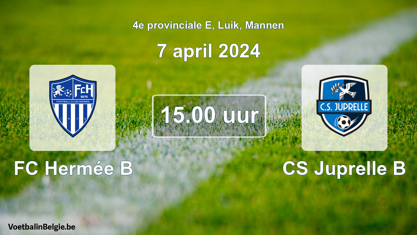 Geplande wedstrijd mannenvoetbal: FC Hermée B - CS Juprelle B (7 april 2024)
