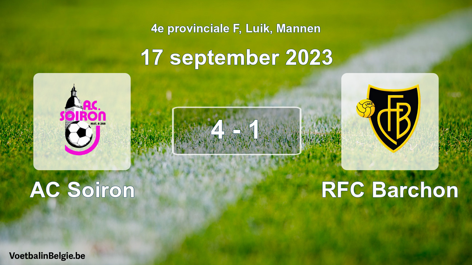 Played match men football: AC Soiron - RFC Barchon 4 - 1 (17 September 2023)