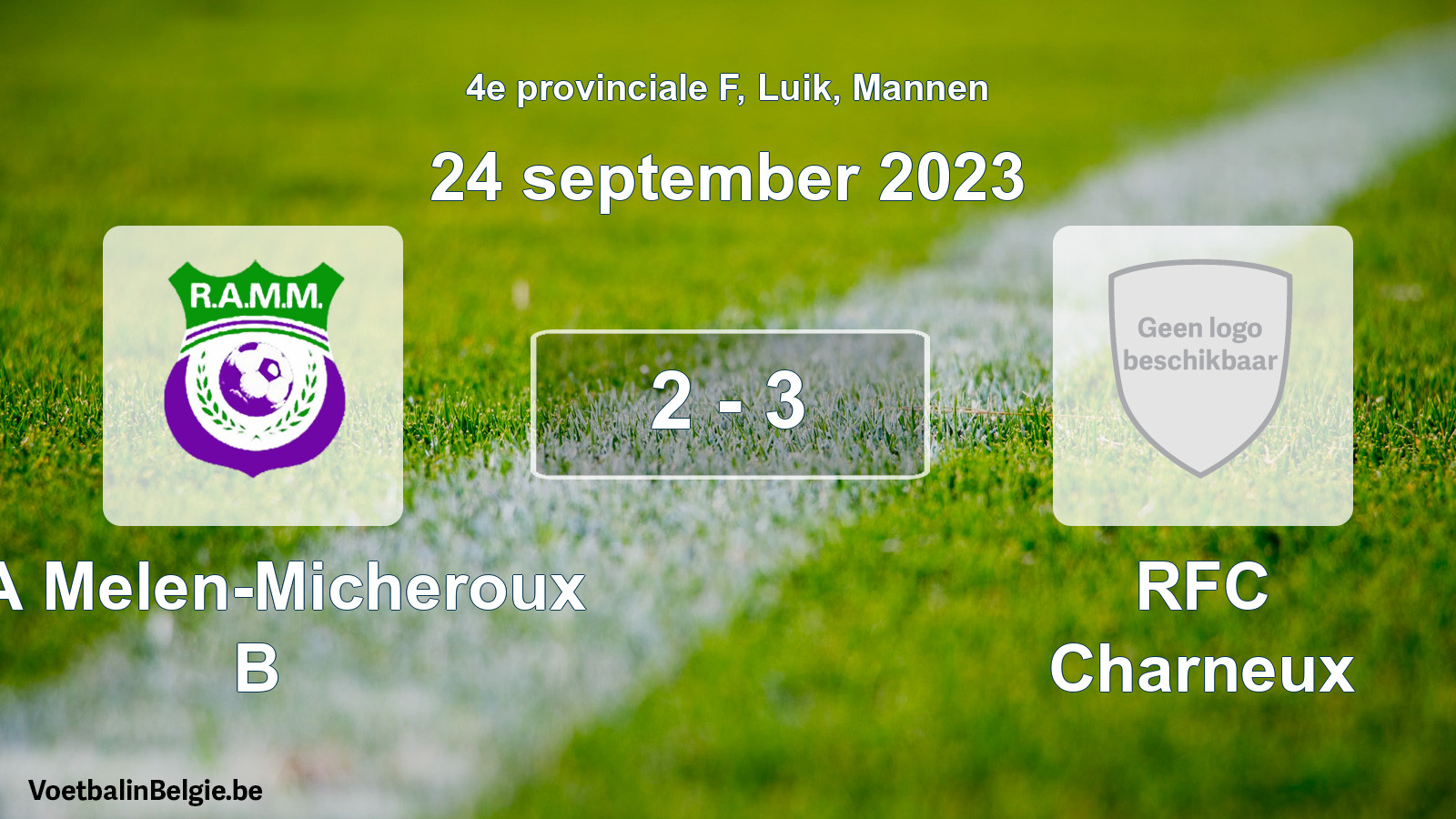Gespeelde wedstrijd mannenvoetbal: RA Melen-Micheroux B - RFC Charneux 2 - 3 (24 september 2023)