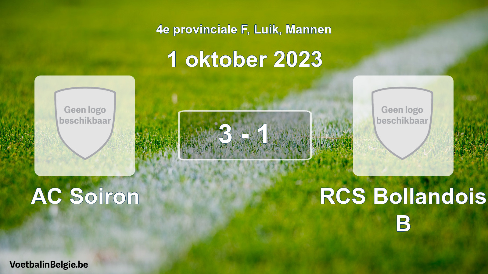 Gespeelde wedstrijd mannenvoetbal: AC Soiron - RCS Bollandois B 3 - 1 (1 oktober 2023)