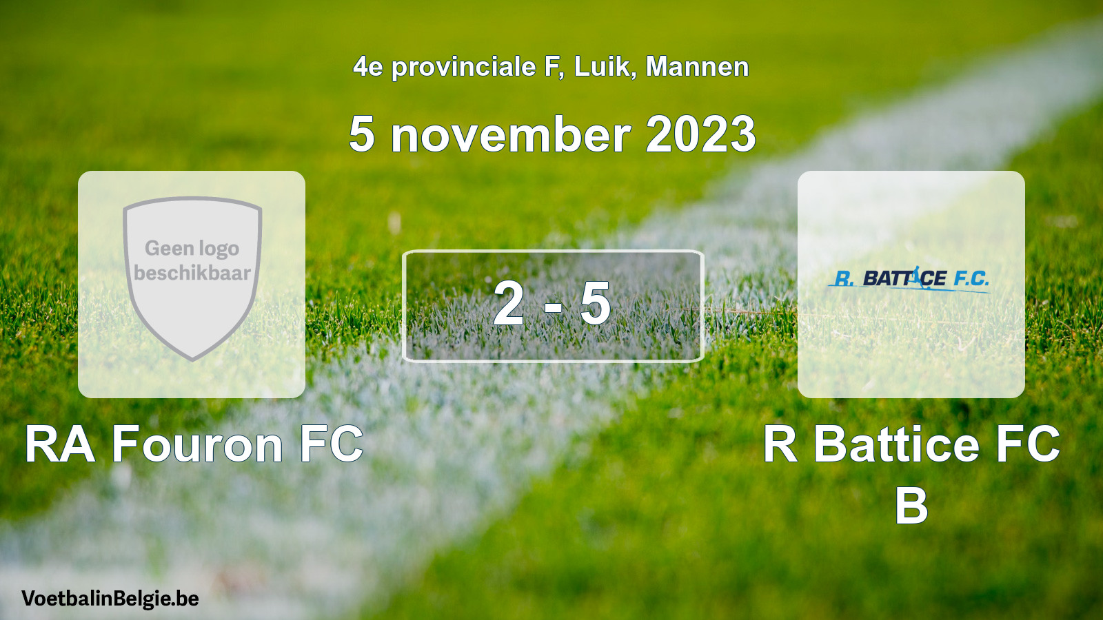 Gespeelde wedstrijd mannenvoetbal: RA Fouron FC - R Battice FC B 2 - 5 (5 november 2023)
