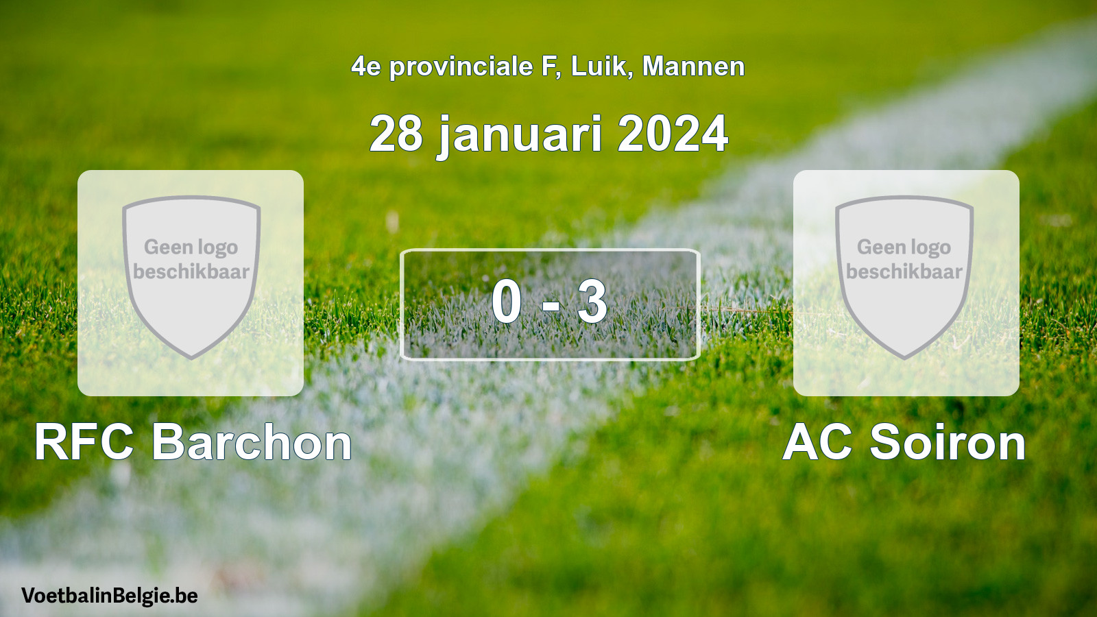 Gespeelde wedstrijd mannenvoetbal: RFC Barchon - AC Soiron 0 - 3 (28 januari 2024)