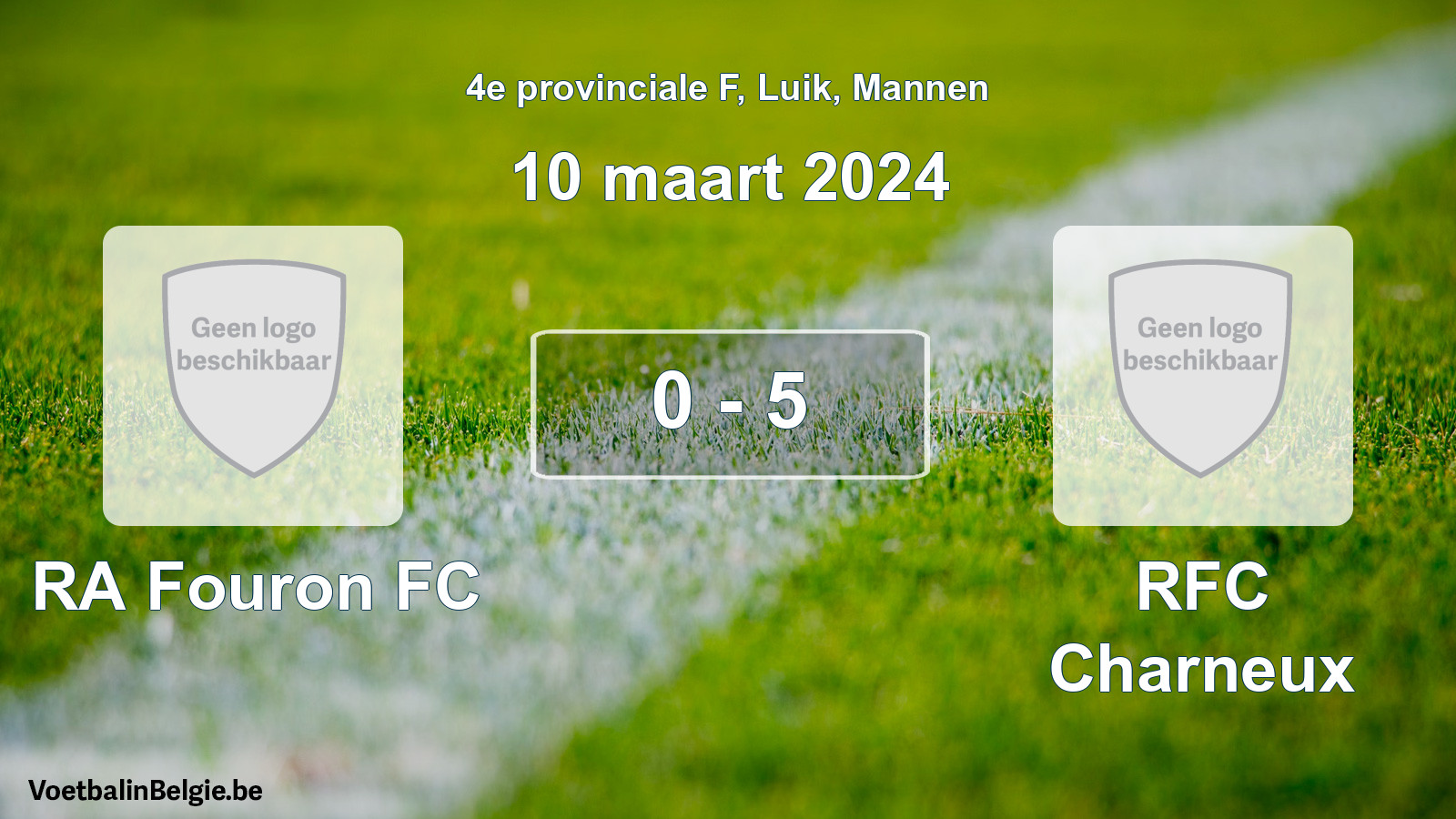Gespeelde wedstrijd mannenvoetbal: RA Fouron FC - RFC Charneux 0 - 5 (10 maart 2024)