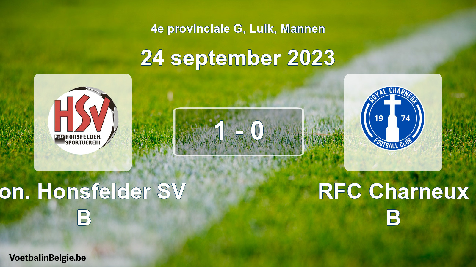 Match joué football hommes: Kon. Honsfelder SV B - RFC Charneux B 1 - 0 (24 septembre 2023)