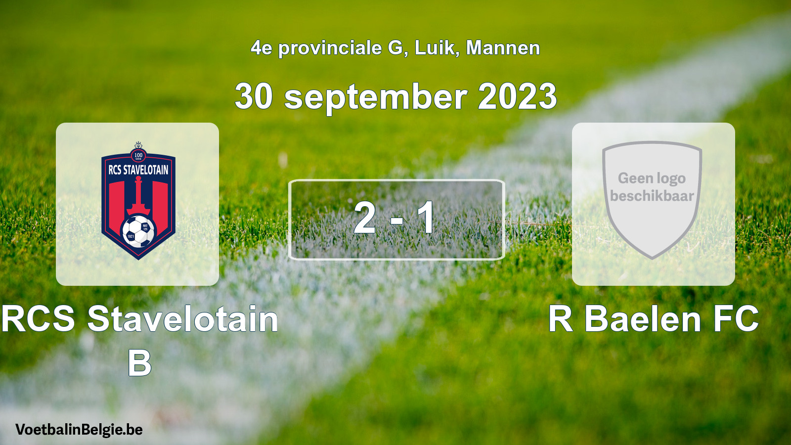 Gespeelde wedstrijd mannenvoetbal: RCS Stavelotain B - R Baelen FC 2 - 1 (30 september 2023)