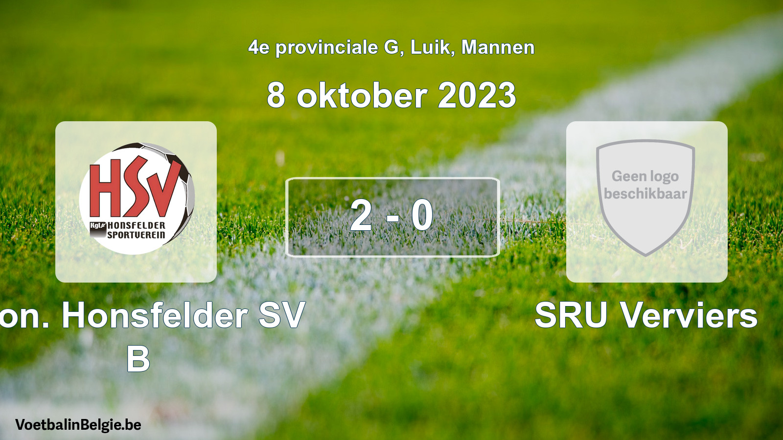Gespeelde wedstrijd mannenvoetbal: Kon. Honsfelder SV B - SRU Verviers 2 - 0 (8 oktober 2023)
