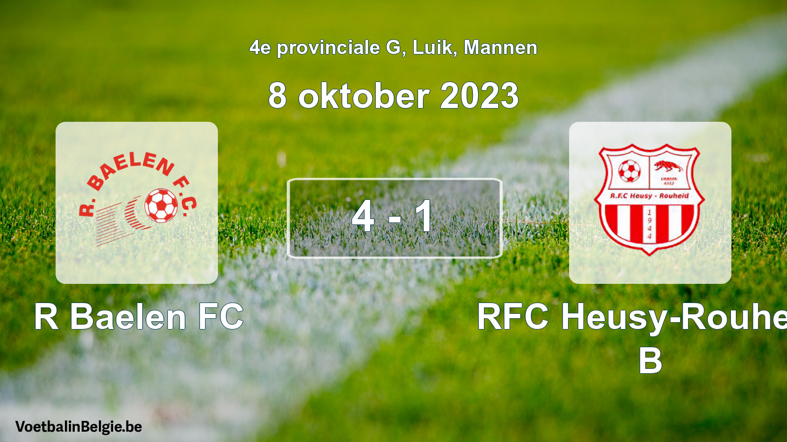 Match joué football hommes: R Baelen FC - RFC Heusy-Rouheid B 4 - 1 (8 octobre 2023)