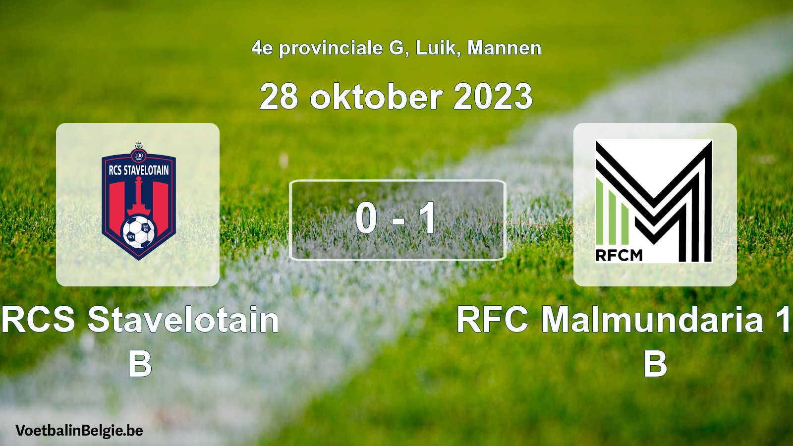 Gespeelde wedstrijd mannenvoetbal: RCS Stavelotain B - RFC Malmundaria 1904 B 0 - 1 (28 oktober 2023)