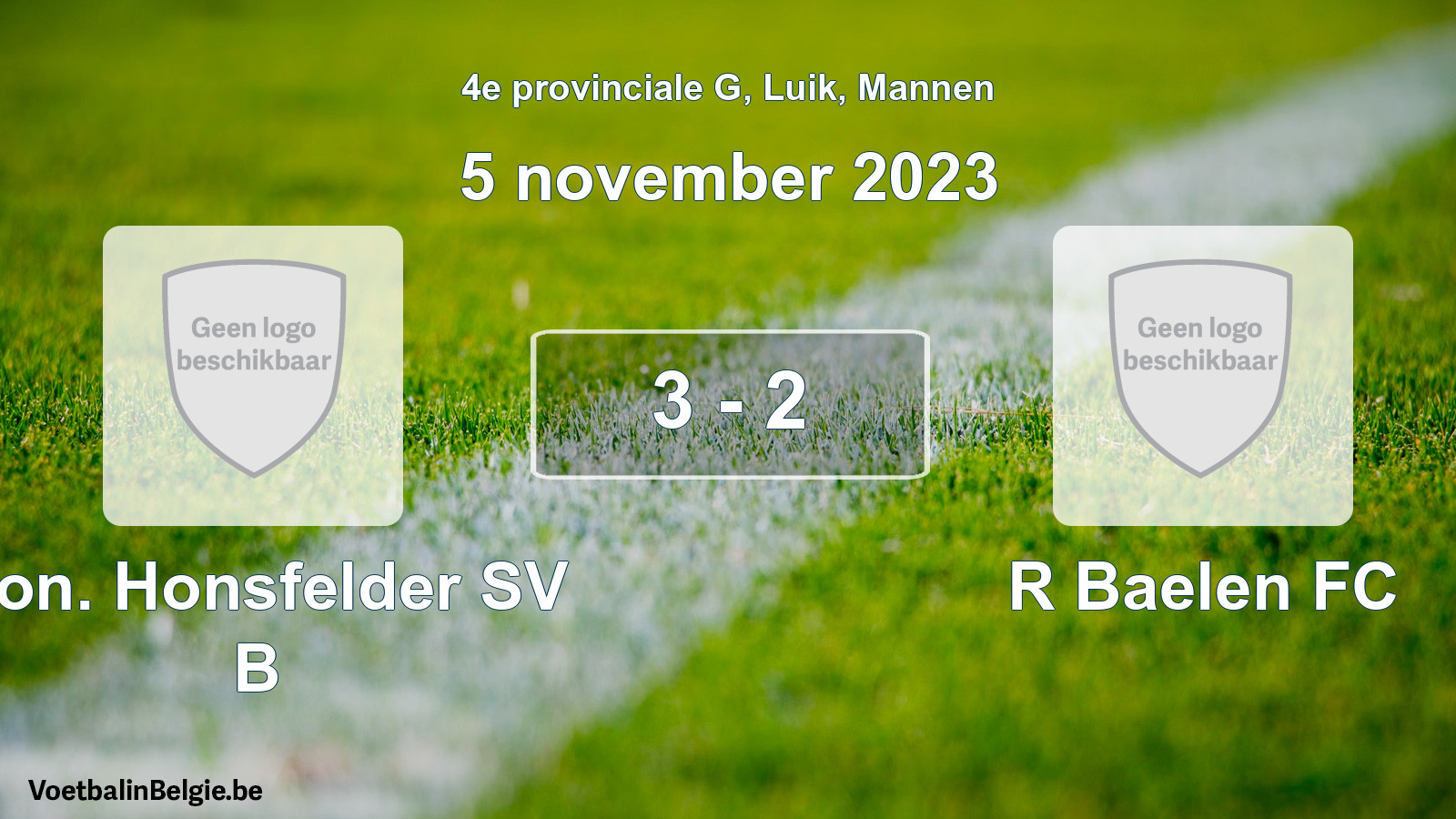 Gespeelde wedstrijd mannenvoetbal: Kon. Honsfelder SV B - R Baelen FC 3 - 2 (5 november 2023)