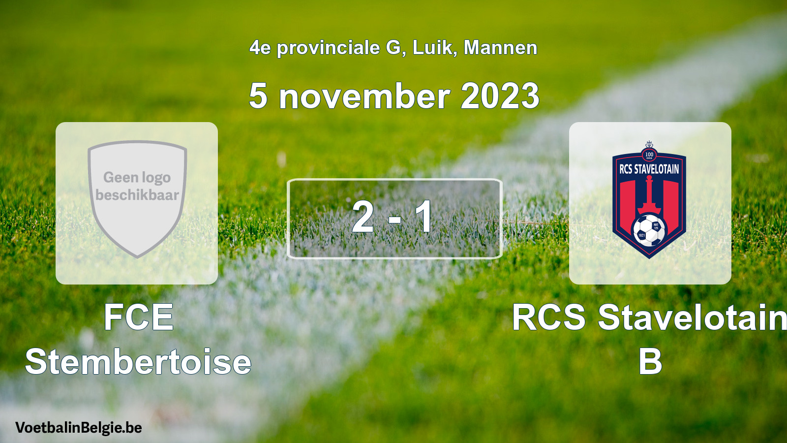 Gespeelde wedstrijd mannenvoetbal: FCE Stembertoise - RCS Stavelotain B 2 - 1 (5 november 2023)