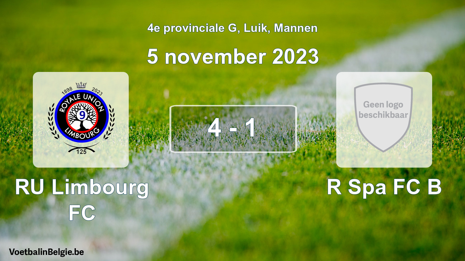 Gespeelde wedstrijd mannenvoetbal: RU Limbourg FC - R Spa FC B 4 - 1 (5 november 2023)