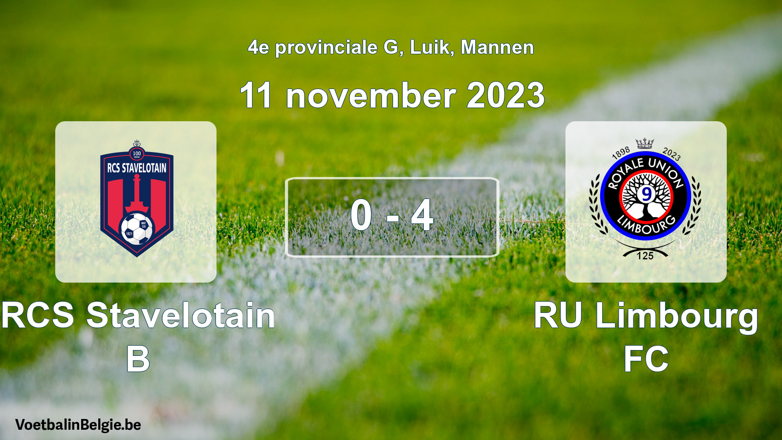 Gespeelde wedstrijd mannenvoetbal: RCS Stavelotain B - RU Limbourg FC 0 - 4 (11 november 2023)