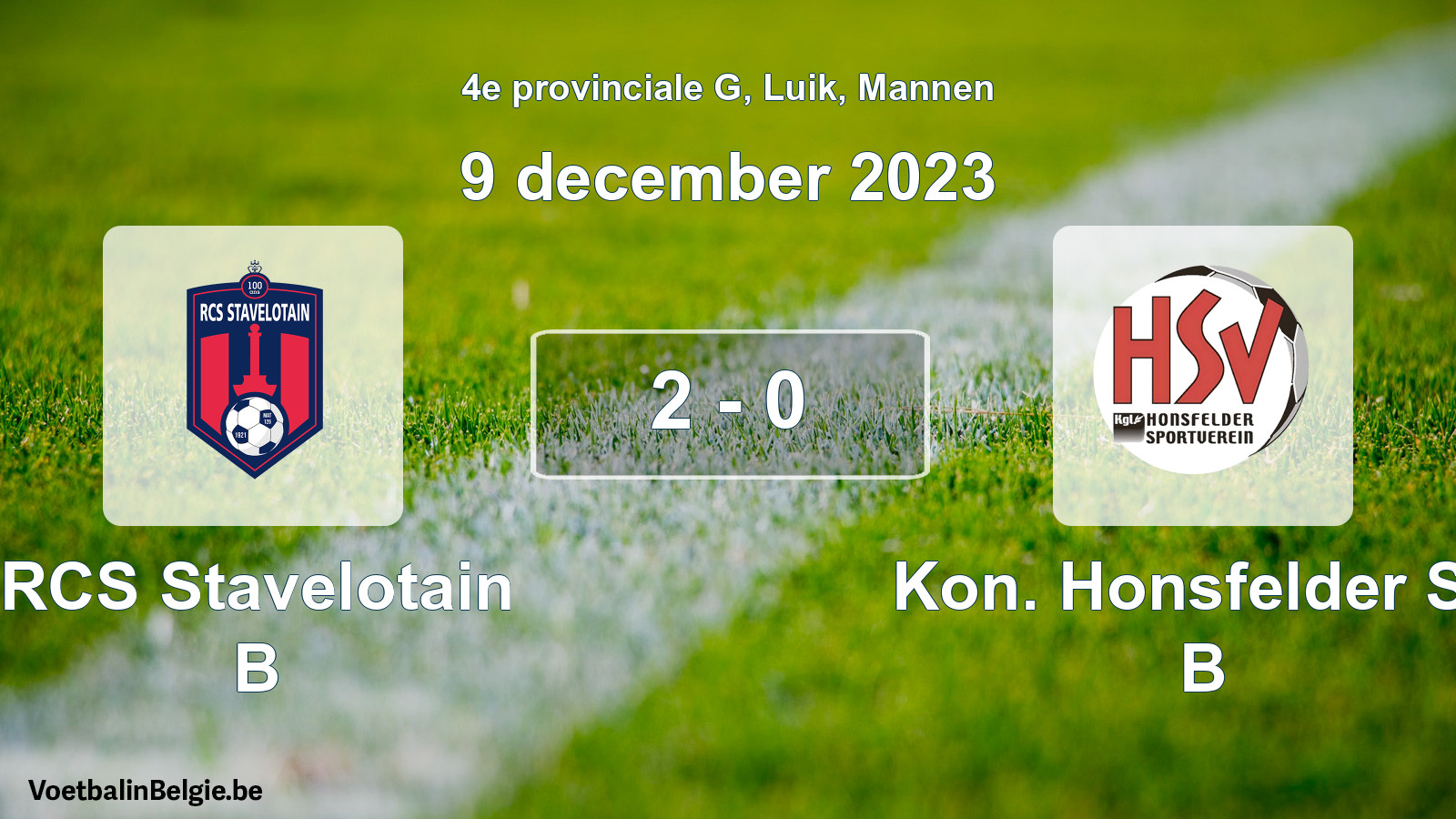 Gespeelde wedstrijd mannenvoetbal: RCS Stavelotain B - Kon. Honsfelder SV B 2 - 0 (9 december 2023)