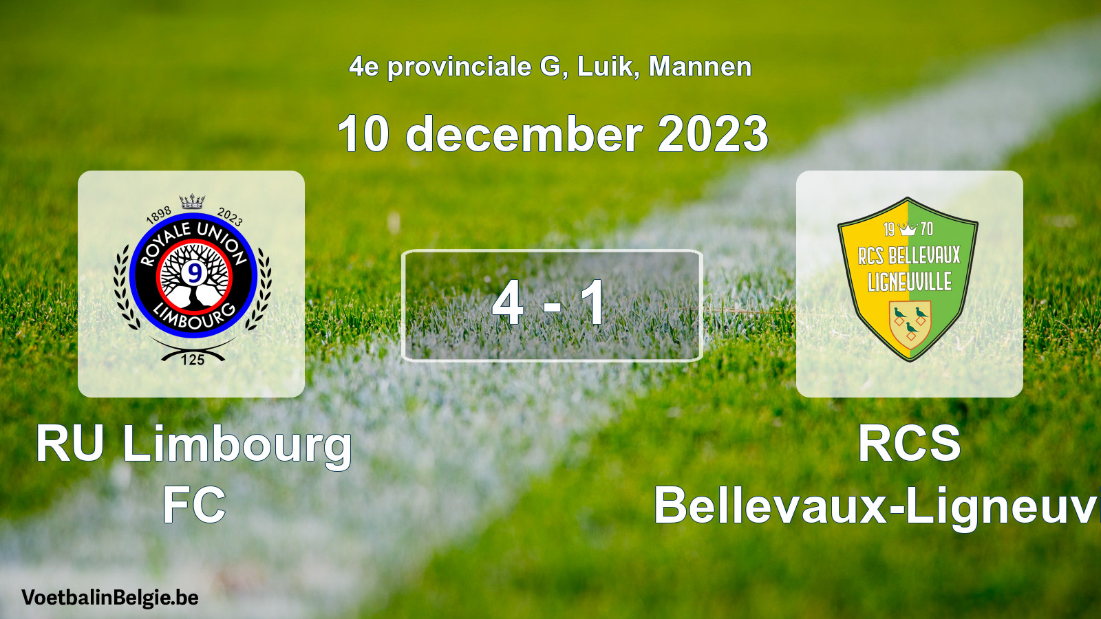 Played match men football: RU Limbourg FC - RCS Bellevaux-Ligneuville 4 - 1 (10 December 2023)