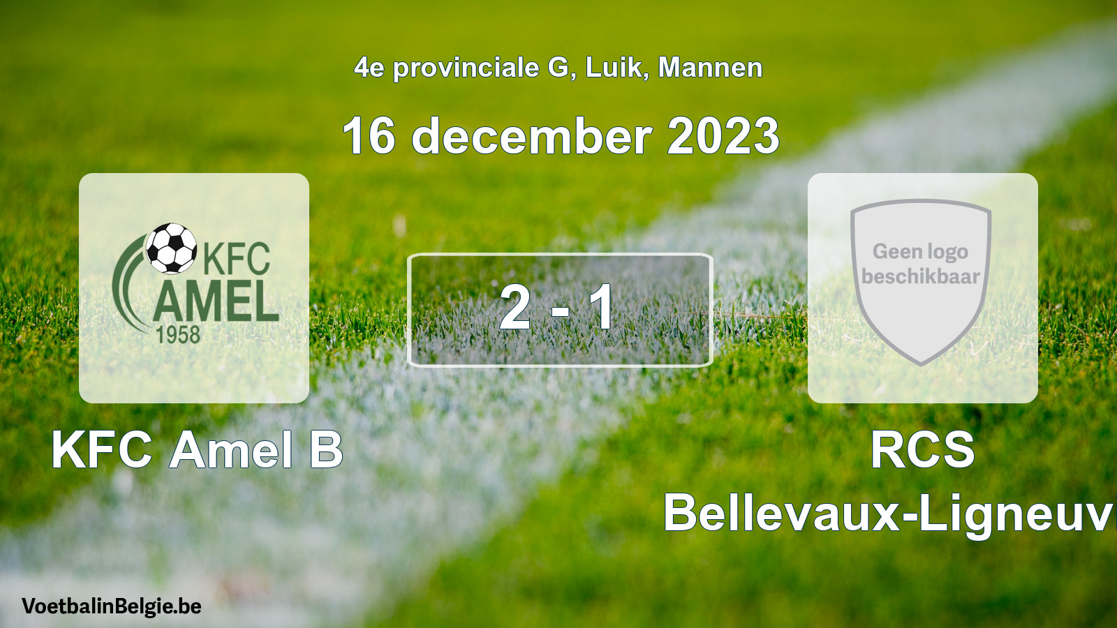 Gespeelde wedstrijd mannenvoetbal: KFC Amel B - RCS Bellevaux-Ligneuville 2 - 1 (16 december 2023)