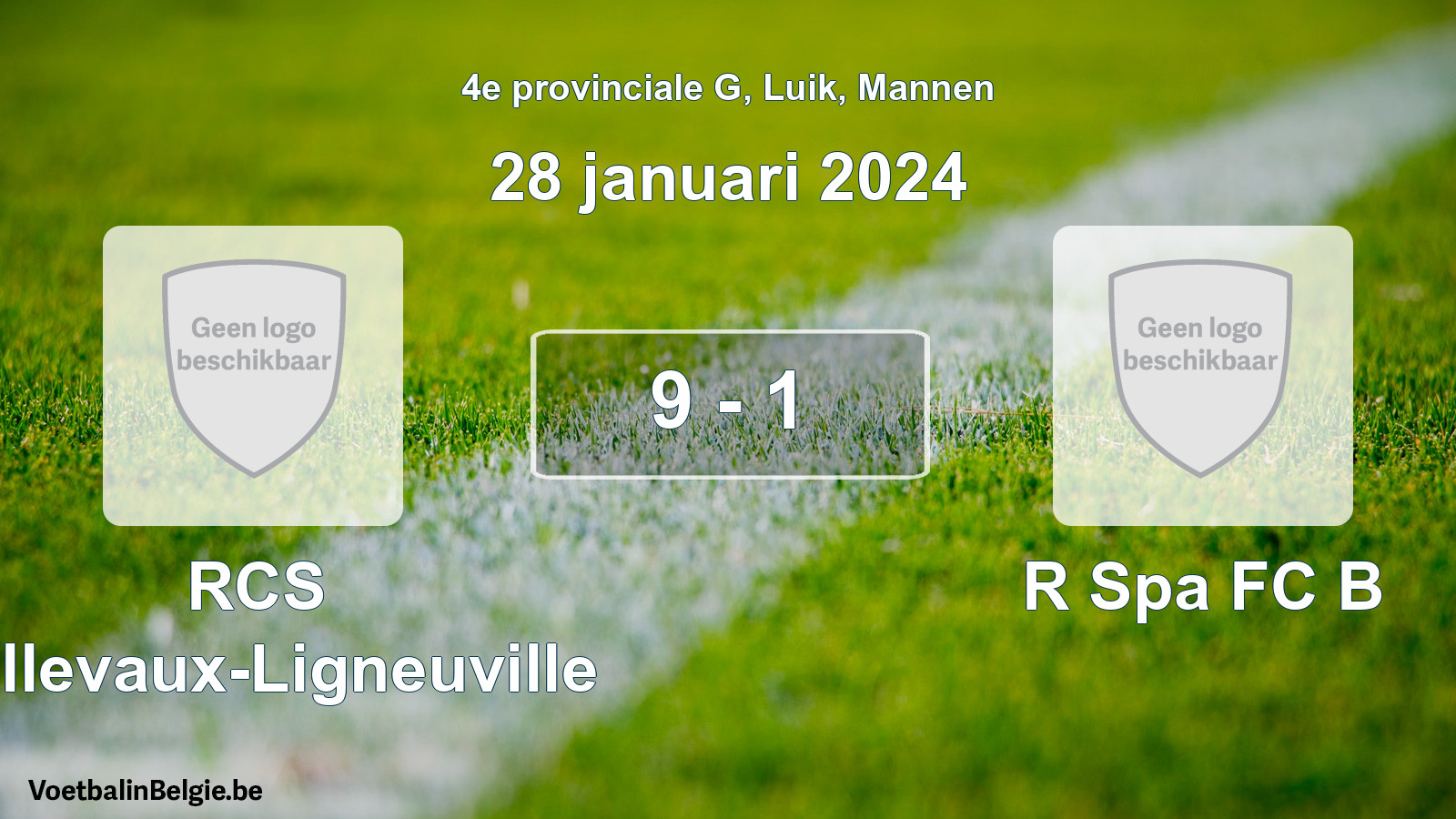 Gespeelde wedstrijd mannenvoetbal: RCS Bellevaux-Ligneuville - R Spa FC B 9 - 1 (28 januari 2024)