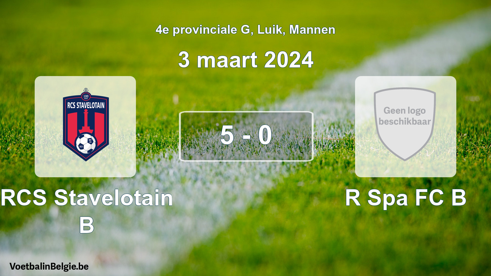 Gespeelde wedstrijd mannenvoetbal: RCS Stavelotain B - R Spa FC B 5 - 0 (3 maart 2024)