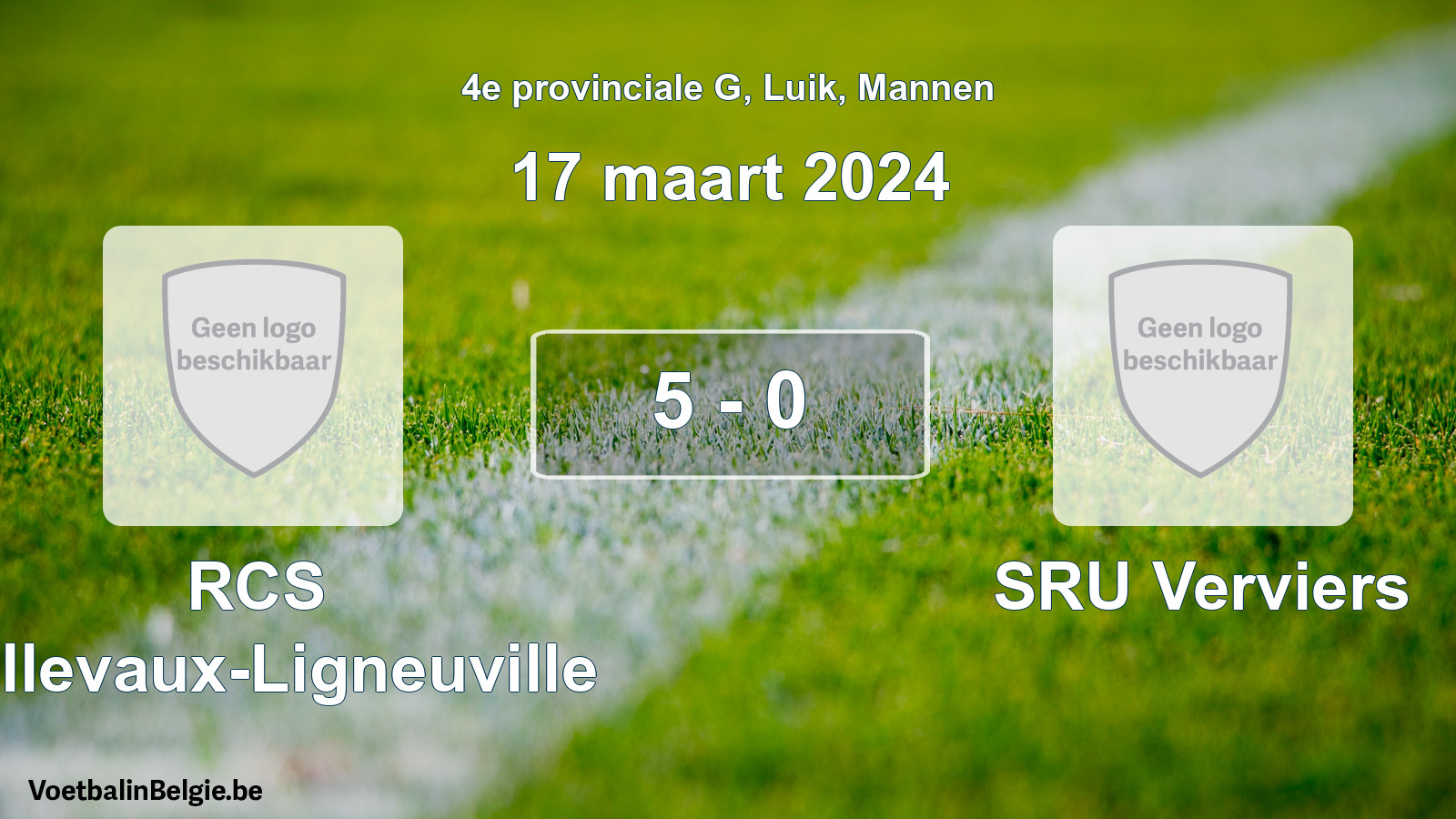 Gespeelde wedstrijd mannenvoetbal: RCS Bellevaux-Ligneuville - SRU Verviers 5 - 0 (17 maart 2024)