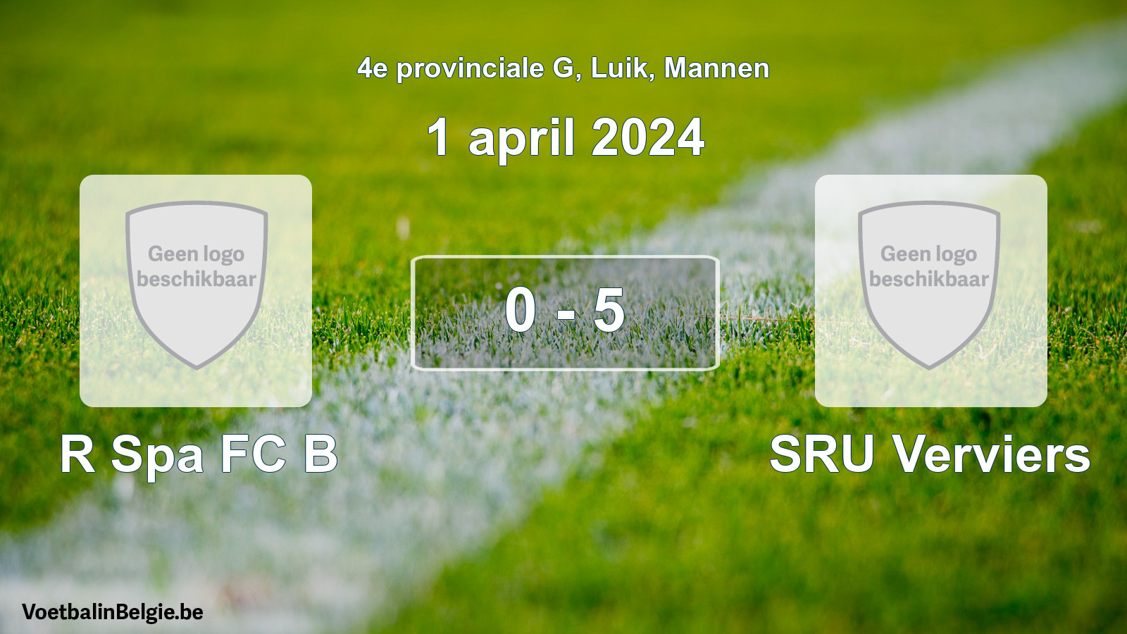 Gespeelde wedstrijd mannenvoetbal: R Spa FC B - SRU Verviers 0 - 5 (1 april 2024)