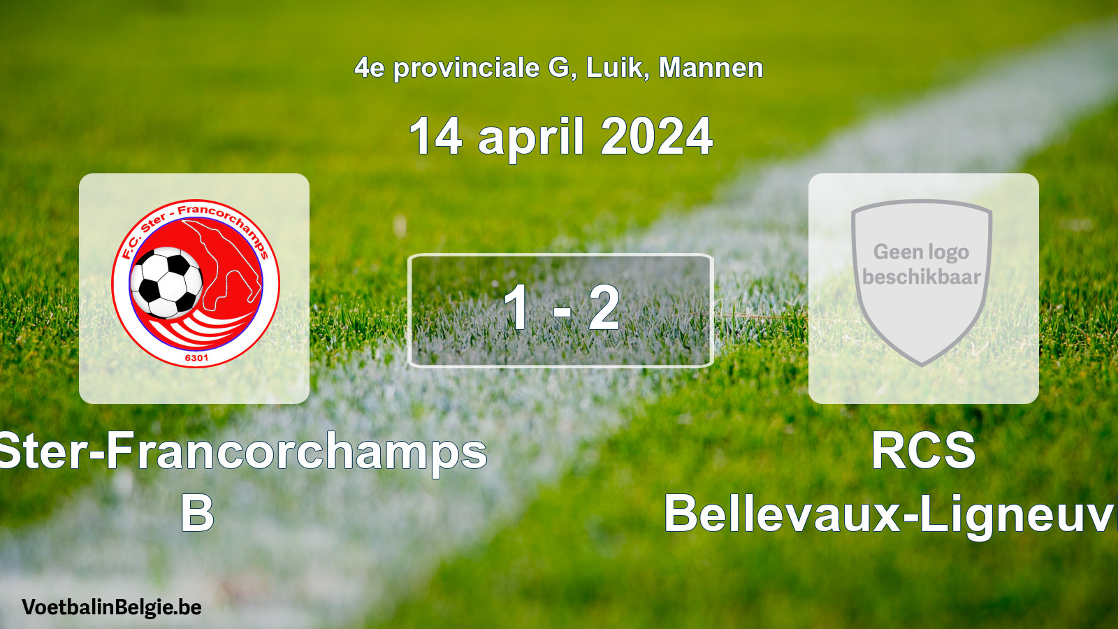 Gespeelde wedstrijd mannenvoetbal: FC Ster-Francorchamps B - RCS Bellevaux-Ligneuville 1 - 2 (14 april 2024)