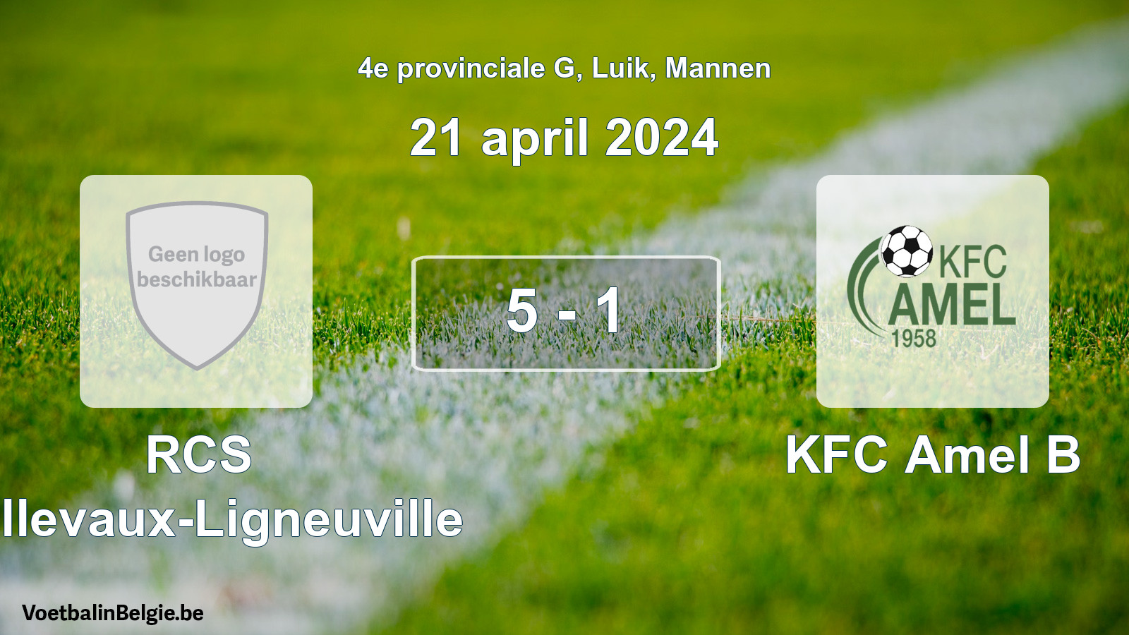 Gespeelde wedstrijd mannenvoetbal: RCS Bellevaux-Ligneuville - KFC Amel B 5 - 1 (21 april 2024)