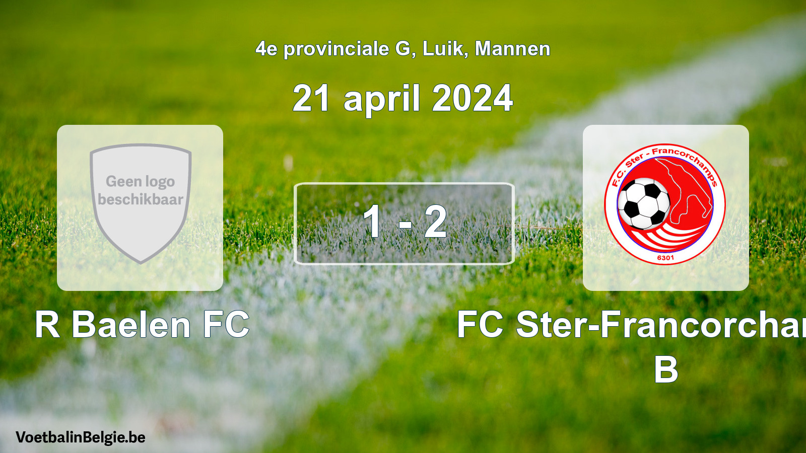 Gespeelde wedstrijd mannenvoetbal: R Baelen FC - FC Ster-Francorchamps B 1 - 2 (21 april 2024)