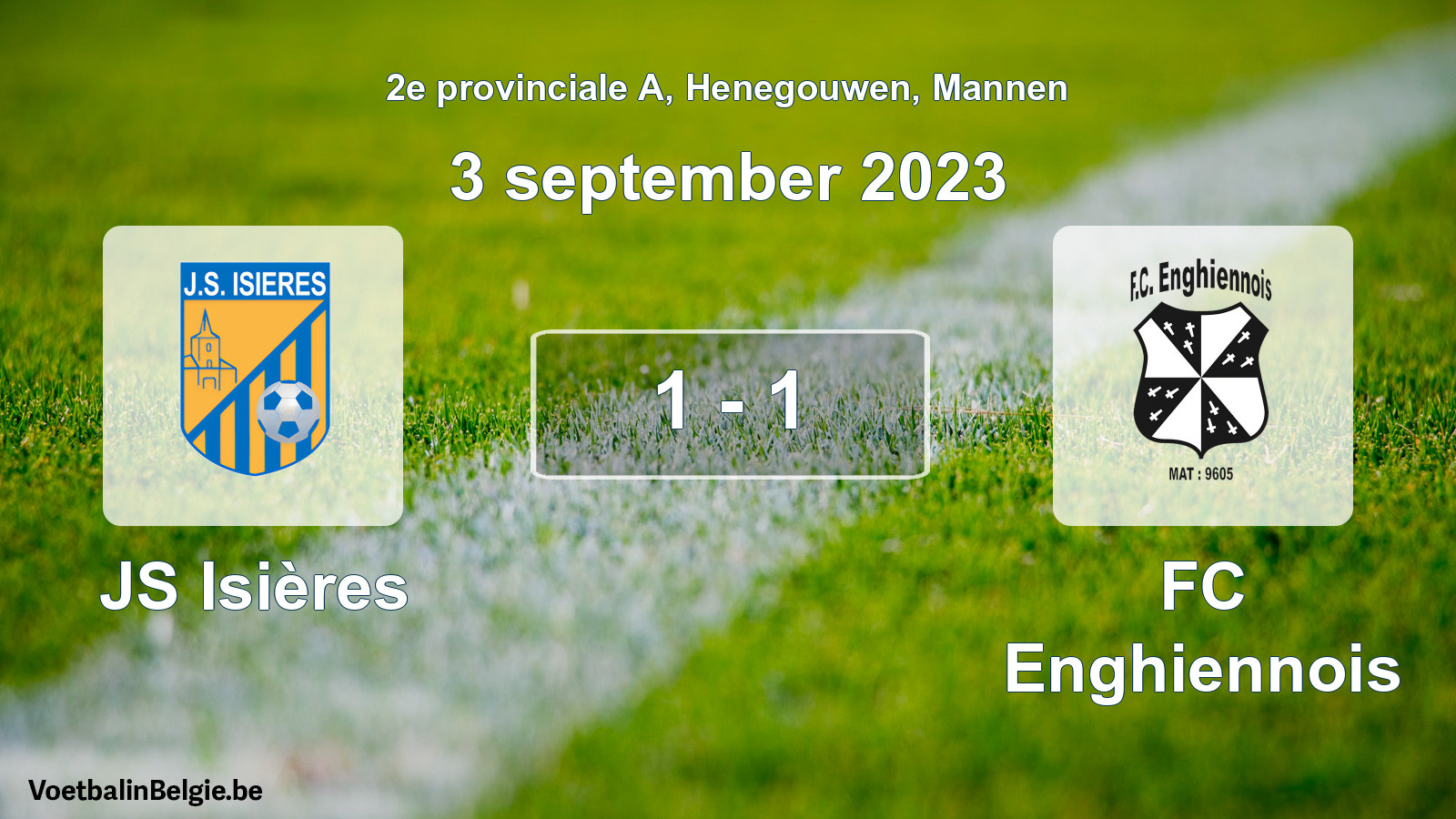 Gespeelde wedstrijd mannenvoetbal: JS Isières - FC Enghiennois 1 - 1 (3 september 2023)