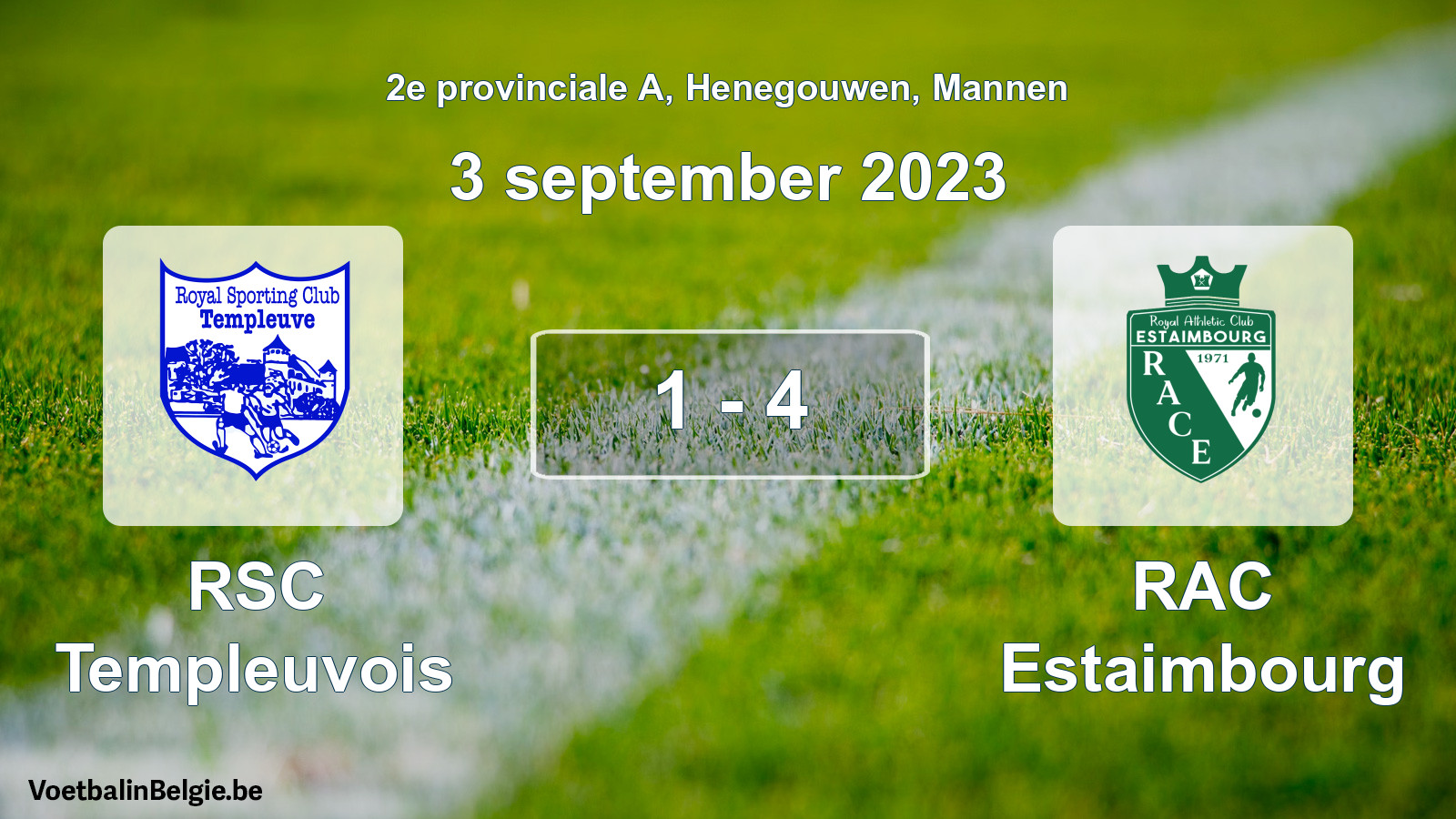 Gespeelde wedstrijd mannenvoetbal: RSC Templeuvois - RAC Estaimbourg 1 - 4 (3 september 2023)