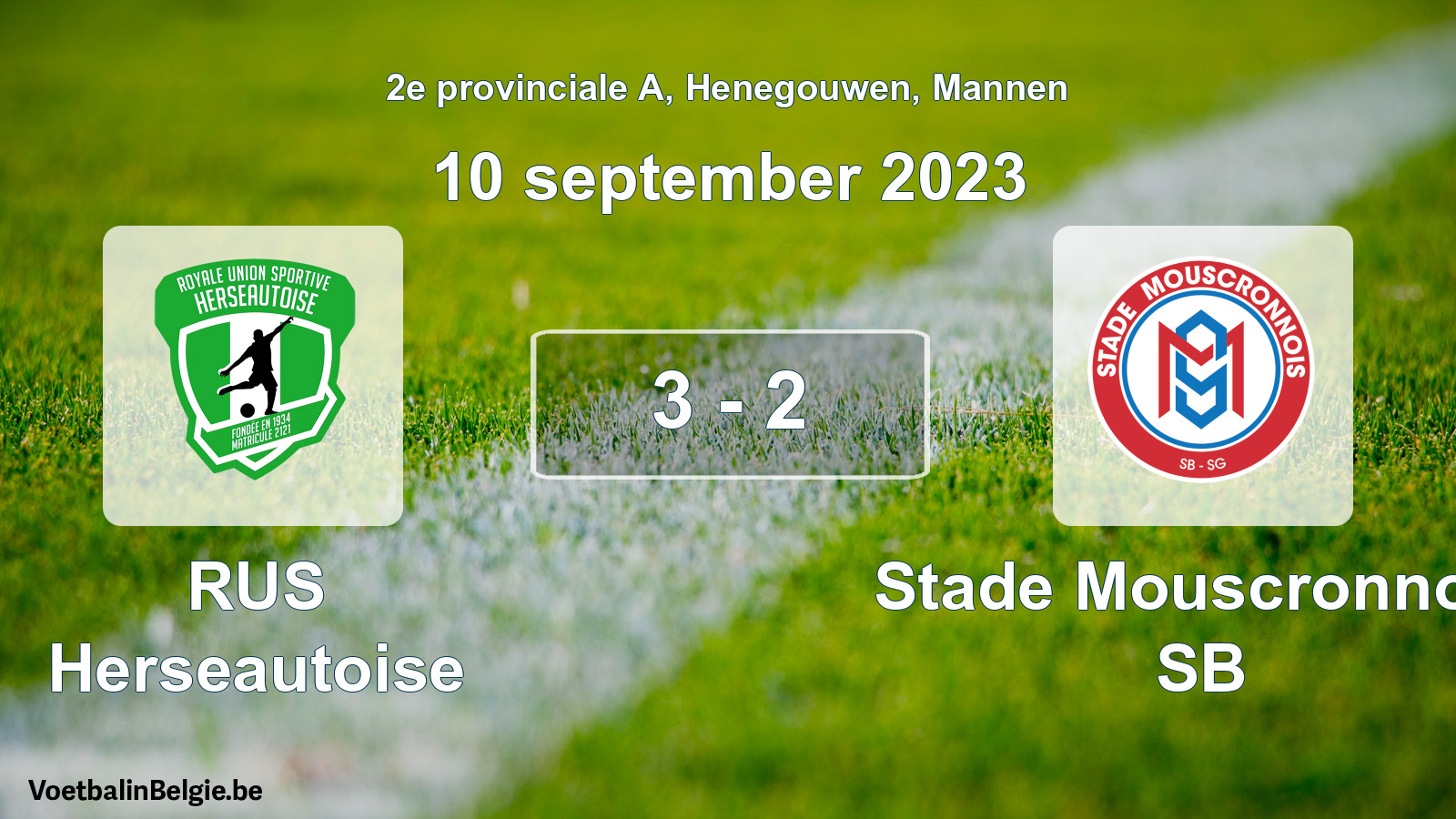 Gespeelde wedstrijd mannenvoetbal: RUS Herseautoise - Stade Mouscronnois SB 3 - 2 (10 september 2023)