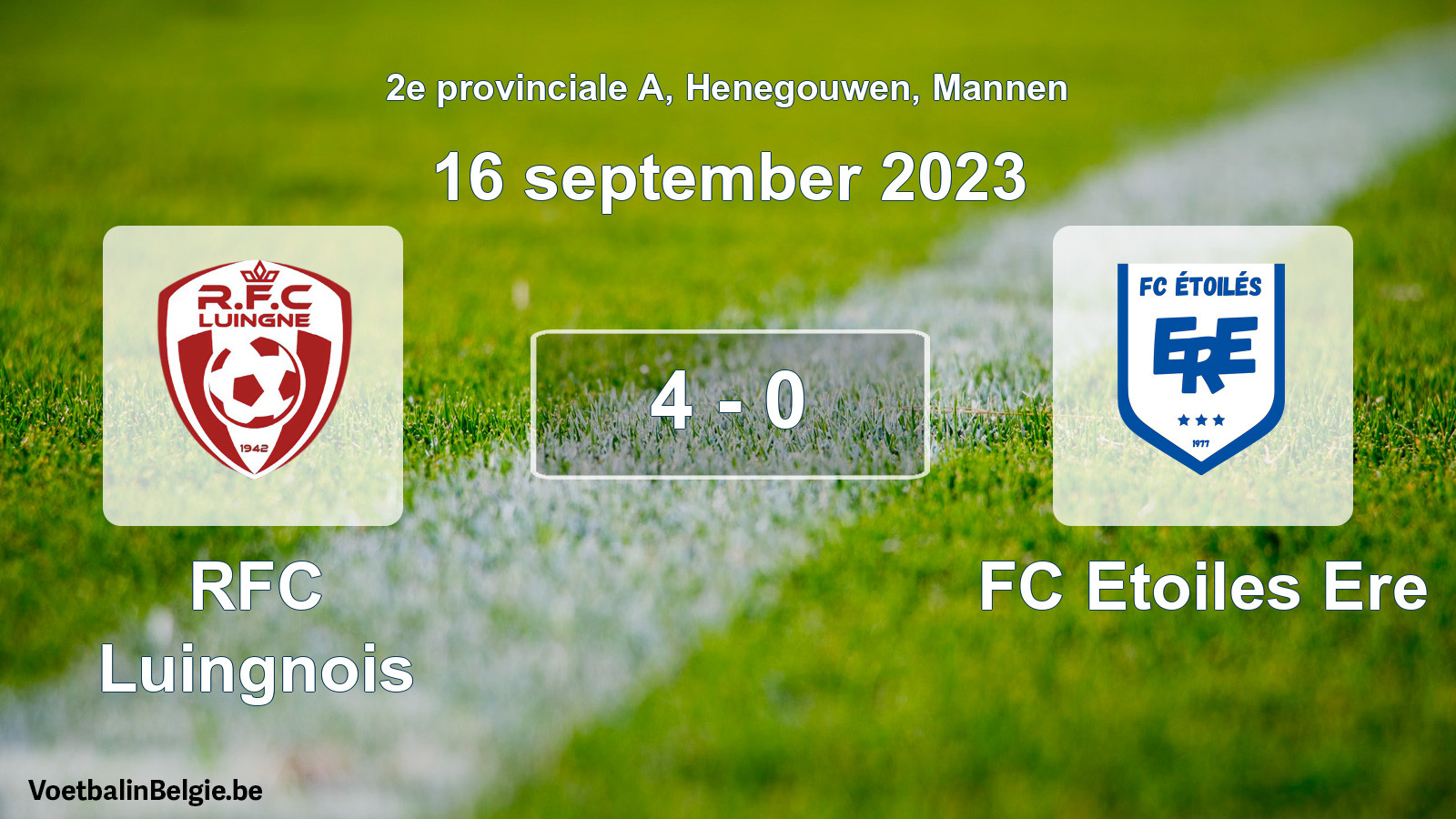 Gespeelde wedstrijd mannenvoetbal: RFC Luingnois - FC Etoiles Ere 4 - 0 (16 september 2023)