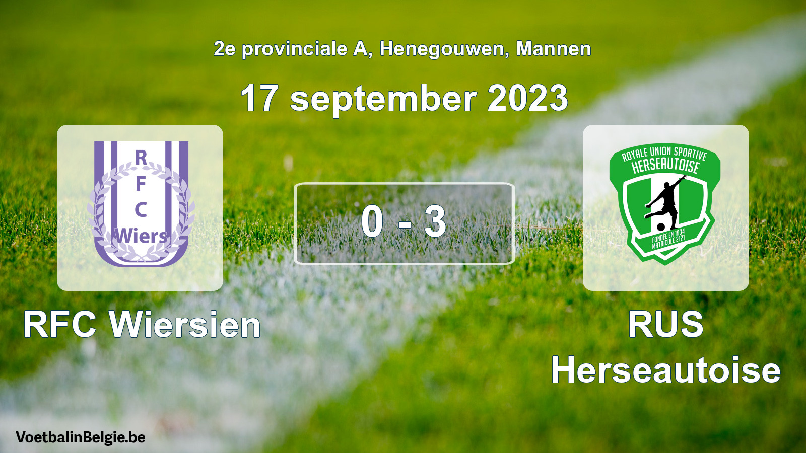 Gespeelde wedstrijd mannenvoetbal: RFC Wiersien - RUS Herseautoise 0 - 3 (17 september 2023)