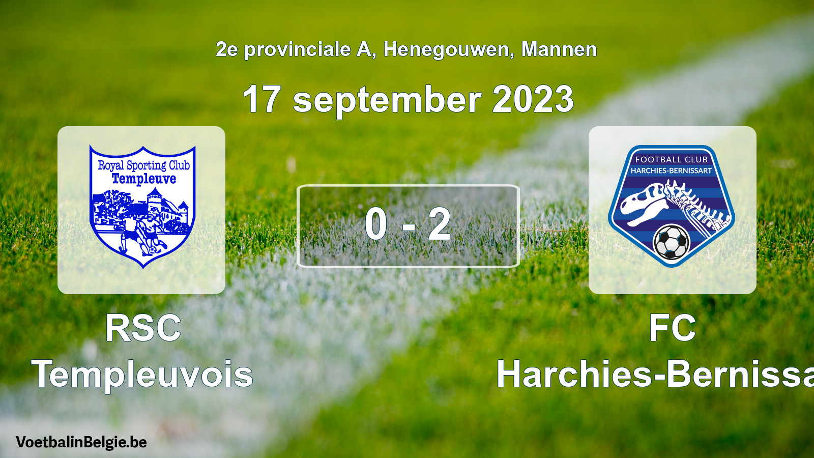 Gespeelde wedstrijd mannenvoetbal: RSC Templeuvois - FC Harchies-Bernissart 0 - 2 (17 september 2023)