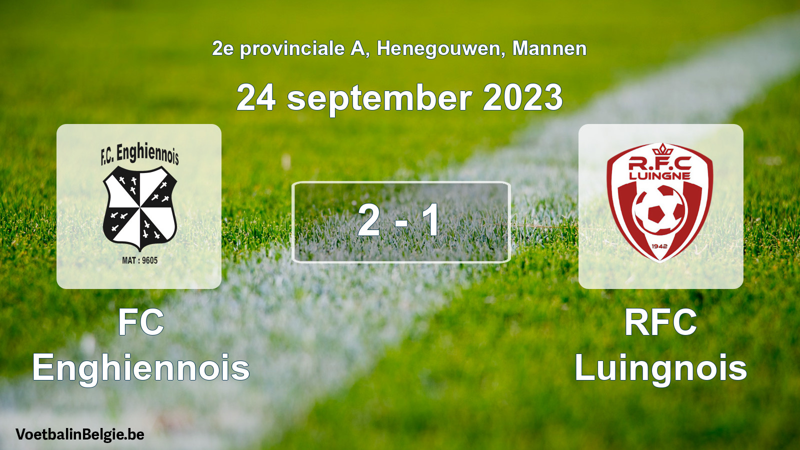 Gespeelde wedstrijd mannenvoetbal: FC Enghiennois - RFC Luingnois 2 - 1 (24 september 2023)