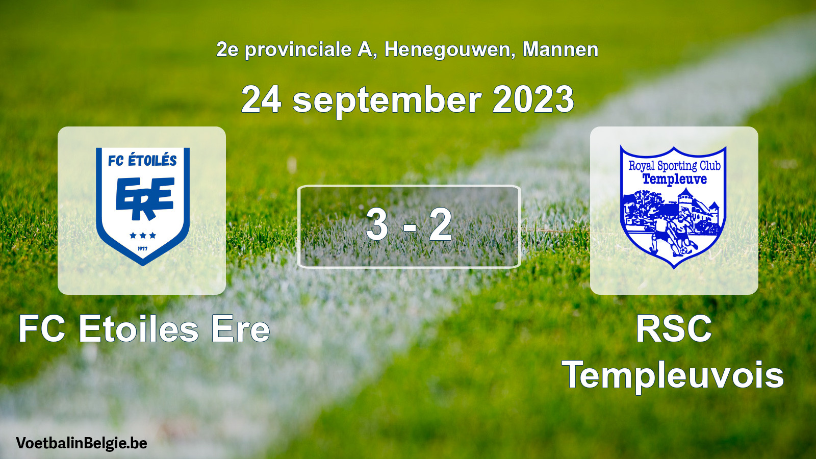 Gespeelde wedstrijd mannenvoetbal: FC Etoiles Ere - RSC Templeuvois 3 - 2 (24 september 2023)