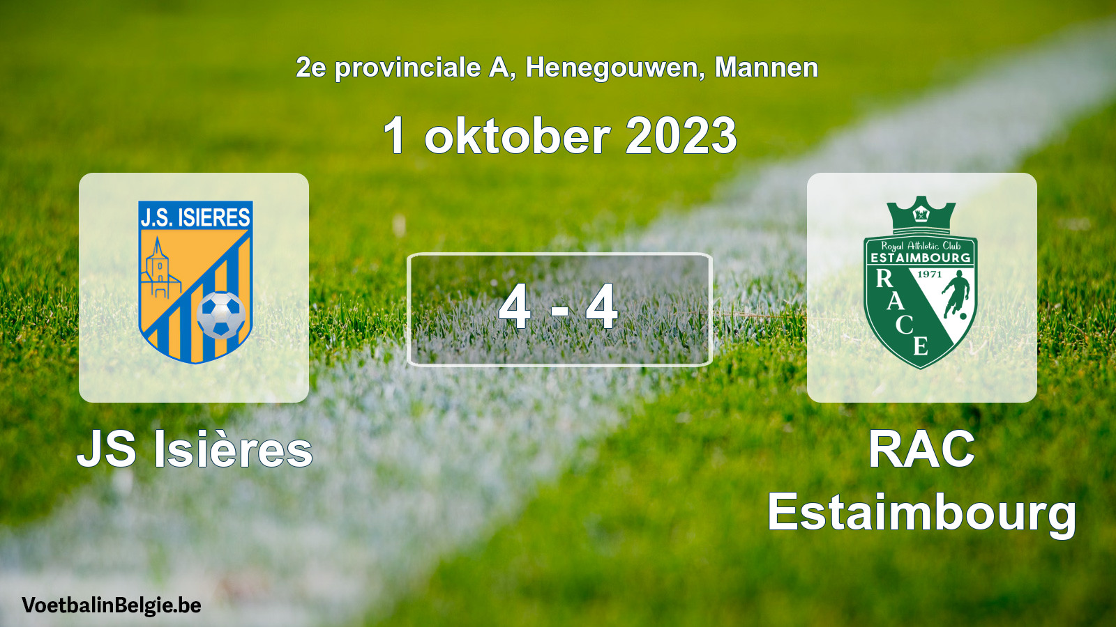Gespeelde wedstrijd mannenvoetbal: JS Isières - RAC Estaimbourg 4 - 4 (1 oktober 2023)